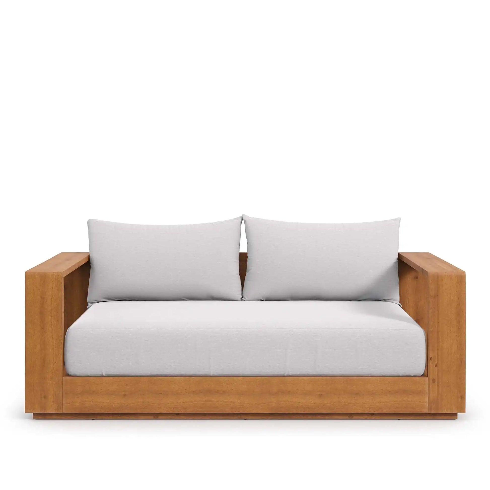 Tahoe Acacia Wood Outdoor Patio Acacia Wood Loveseat in Natural Light Gray - Best Buy Furniture