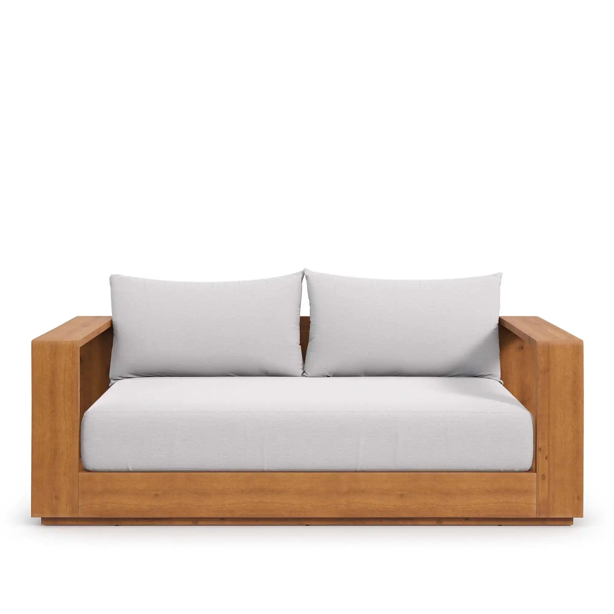 Tahoe Acacia Wood Outdoor Patio Acacia Wood Loveseat in Natural Light Gray - Best Buy Furniture