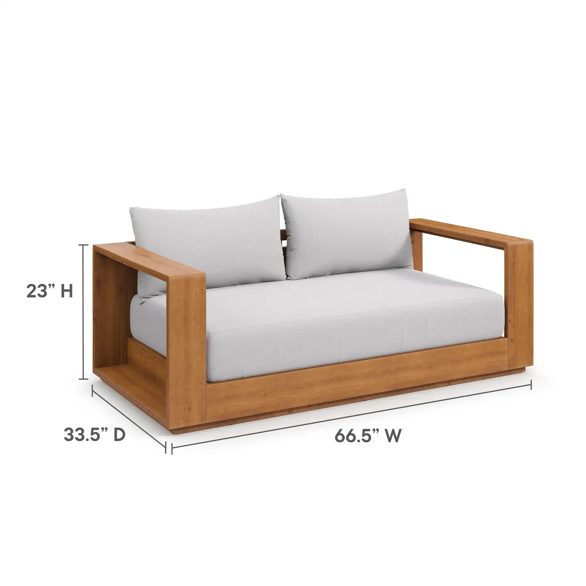 Tahoe Acacia Wood Outdoor Patio Acacia Wood Loveseat in Natural Light Gray - Best Buy Furniture