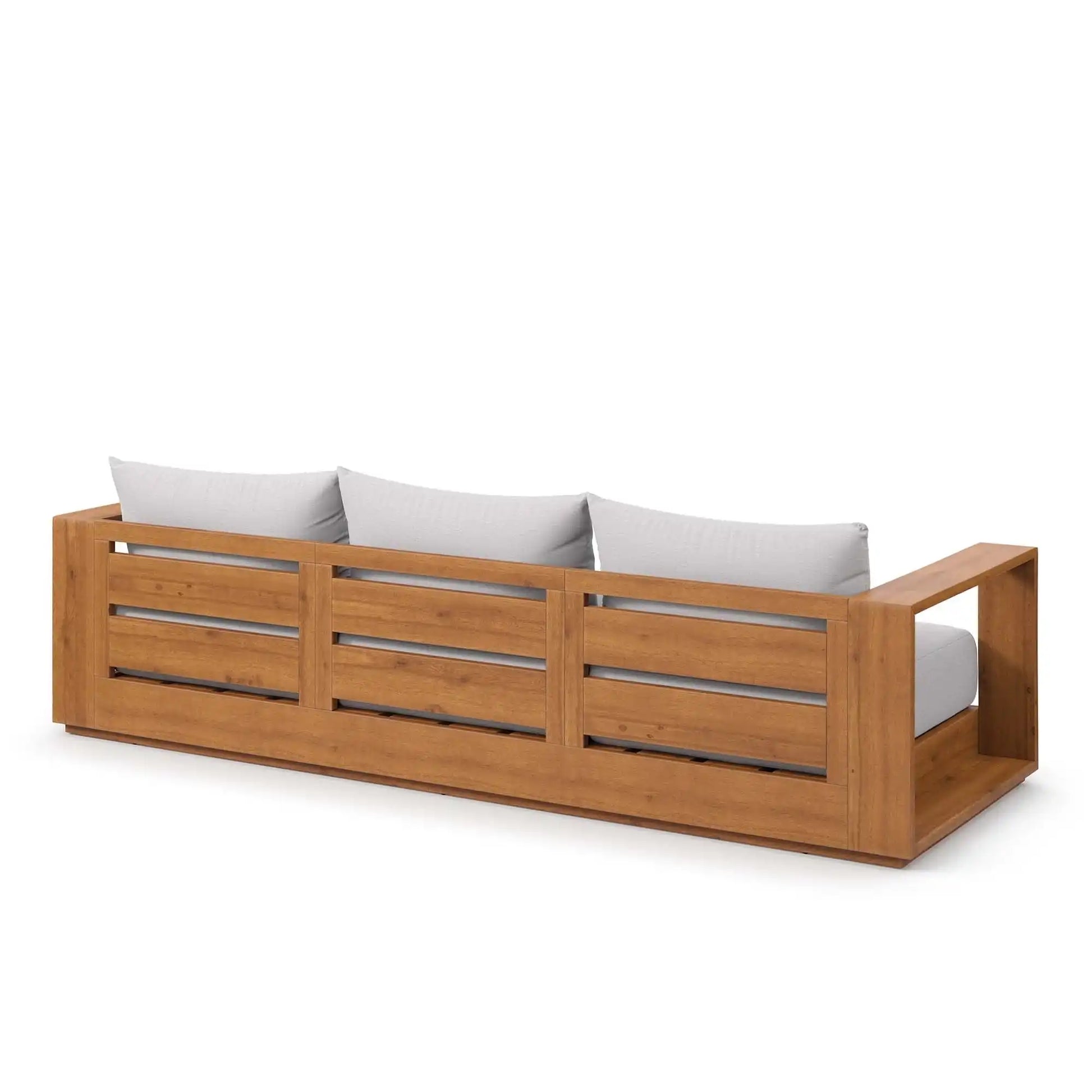 Tahoe Outdoor Patio Acacia Wood Sofa in Natural Light Gray - Best Buy Furniture