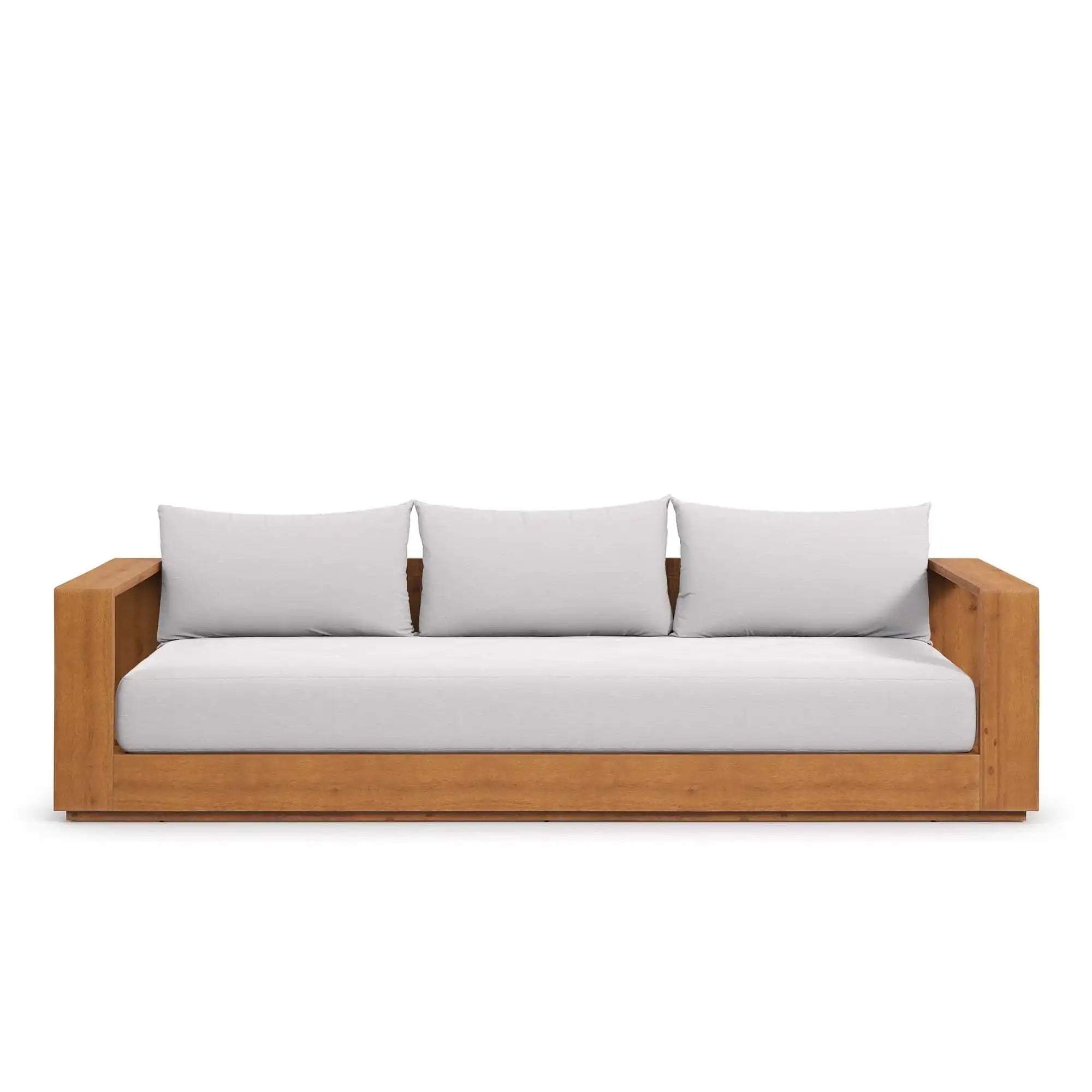 Tahoe Outdoor Patio Acacia Wood Sofa in Natural Light Gray - Best Buy Furniture