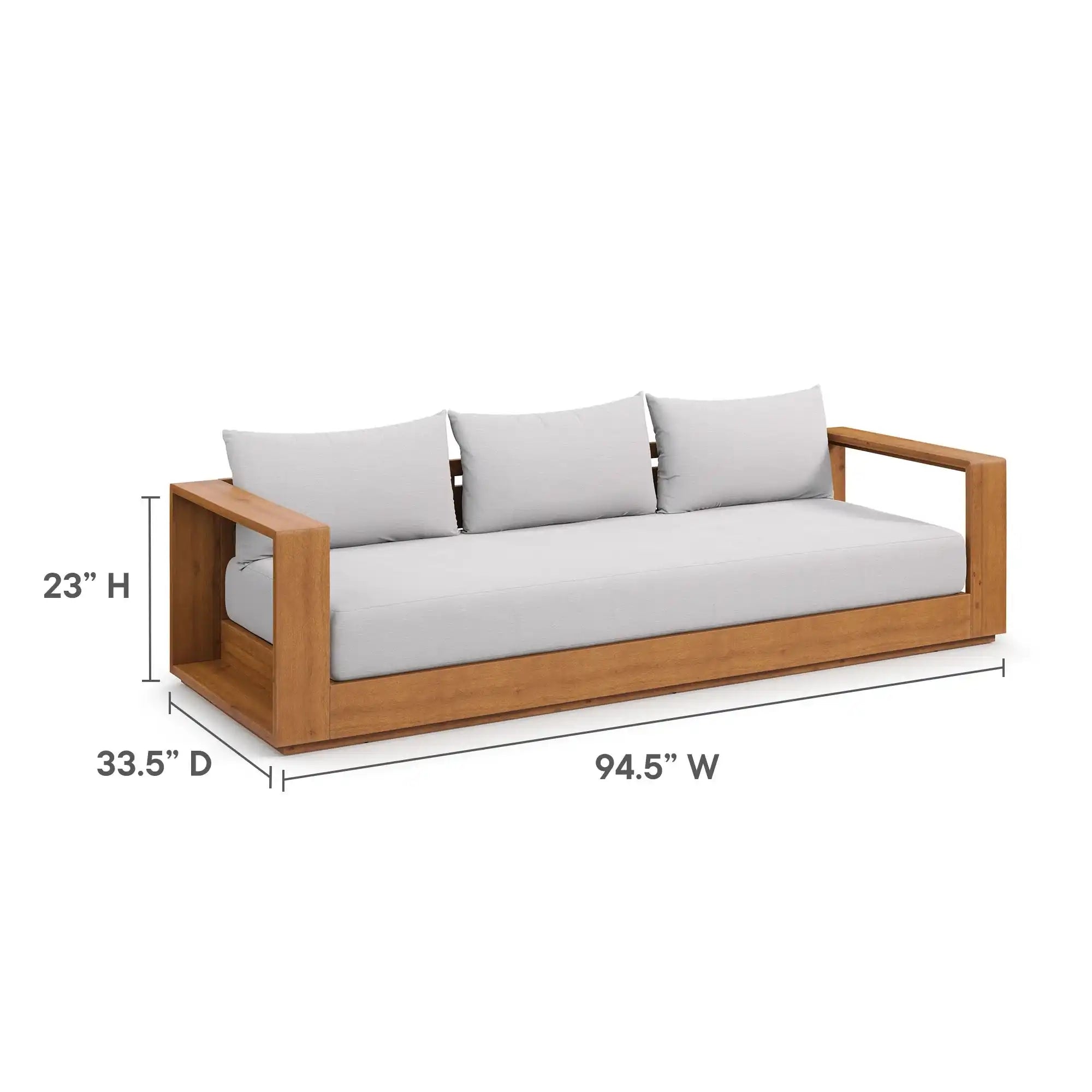 Tahoe Outdoor Patio Acacia Wood Sofa in Natural Light Gray - Best Buy Furniture