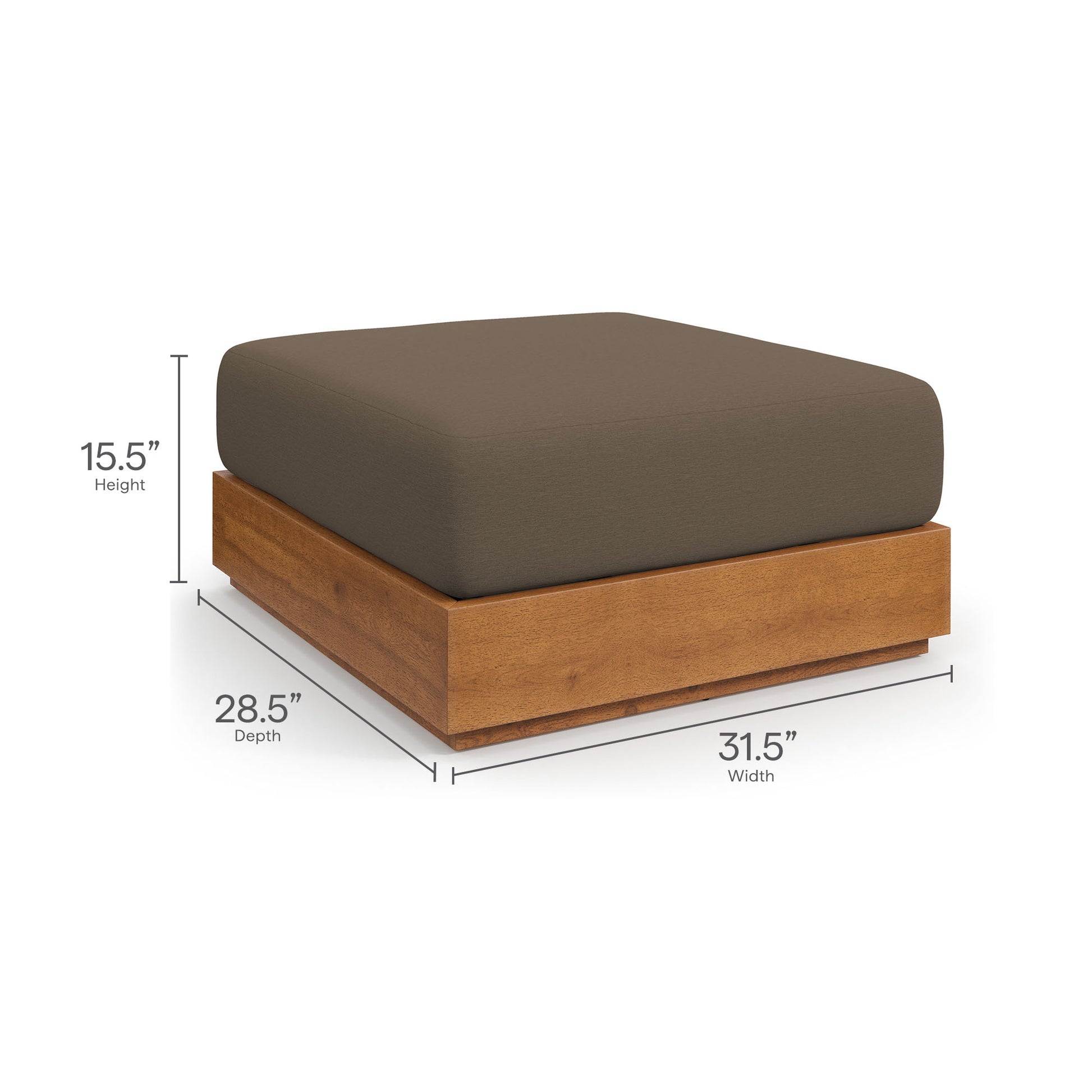 Tahoe Outdoor Patio Acacia Wood Ottoman by Modway - Best Buy Furniture