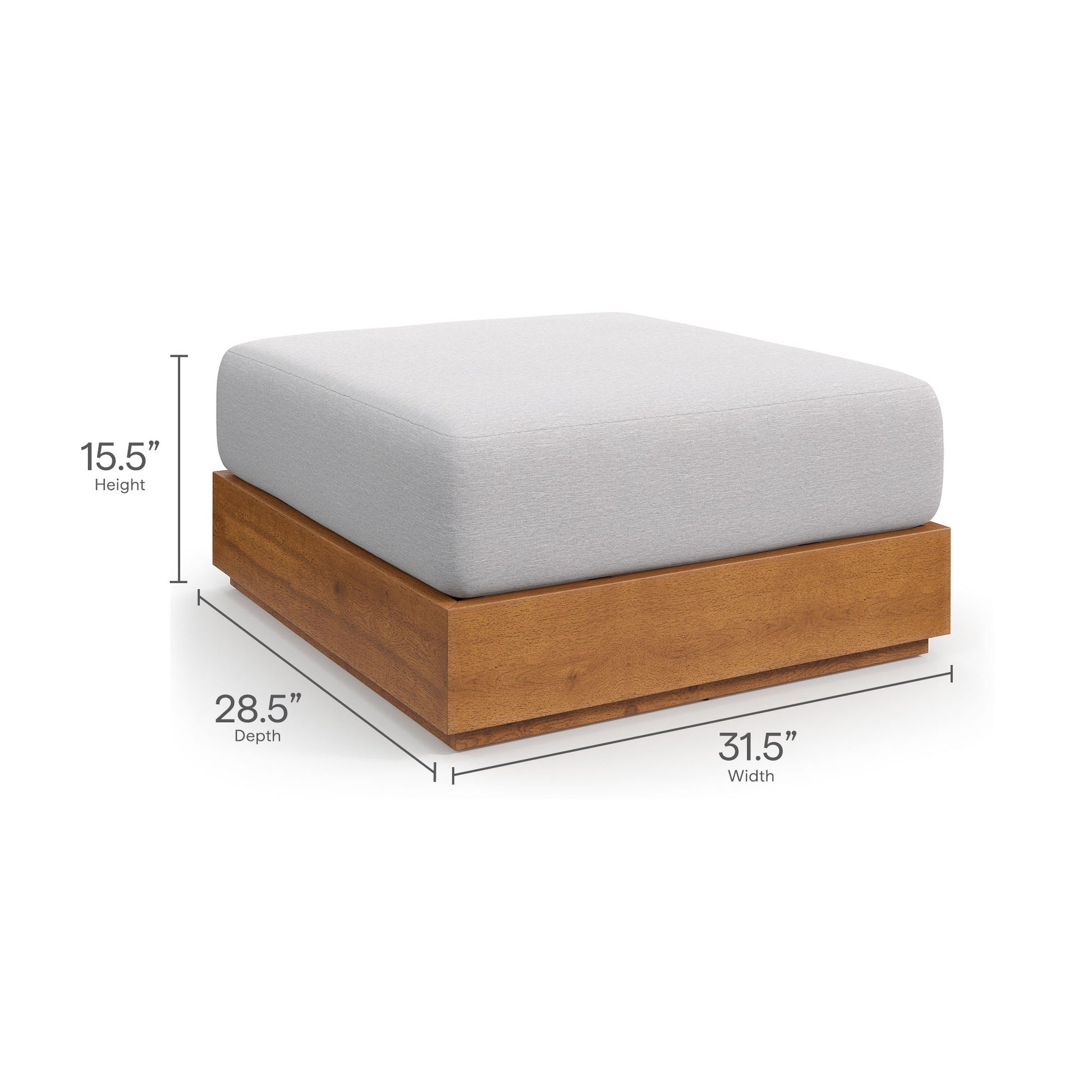 Tahoe Outdoor Patio Acacia Wood Ottoman by Modway - Best Buy Furniture
