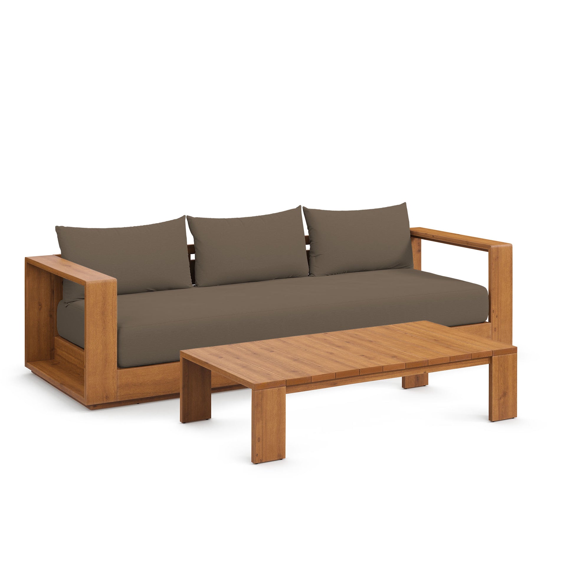 Tahoe 2-Piece Outdoor Patio Acacia Wood Sofa and Coffee Table Set by Modway - Best Buy Furniture