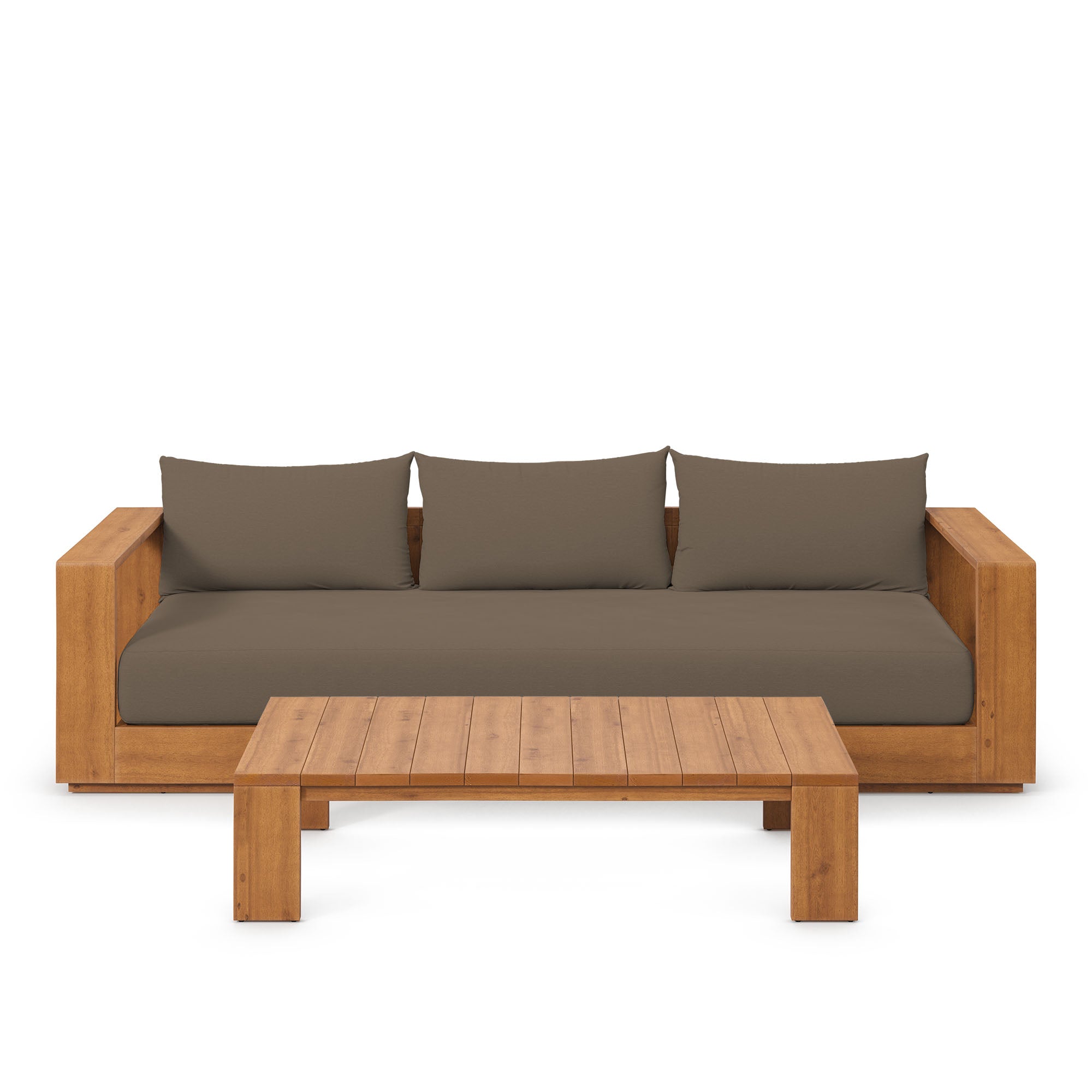 Tahoe 2-Piece Outdoor Patio Acacia Wood Sofa and Coffee Table Set by Modway - Best Buy Furniture