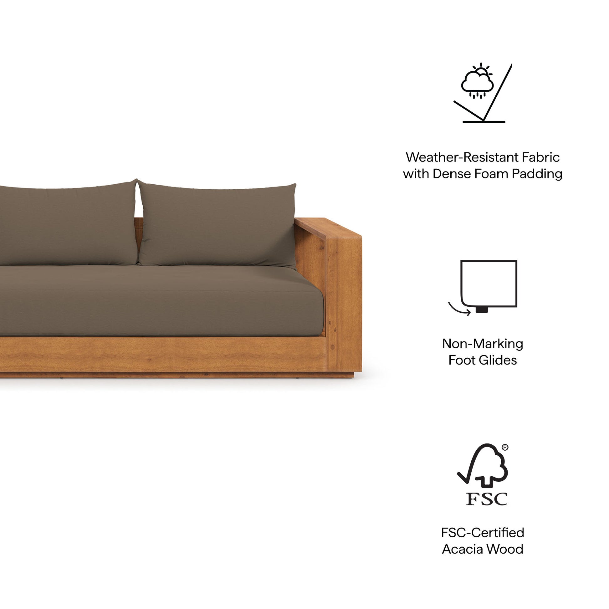 Tahoe 2-Piece Outdoor Patio Acacia Wood Sofa and Coffee Table Set by Modway - Best Buy Furniture