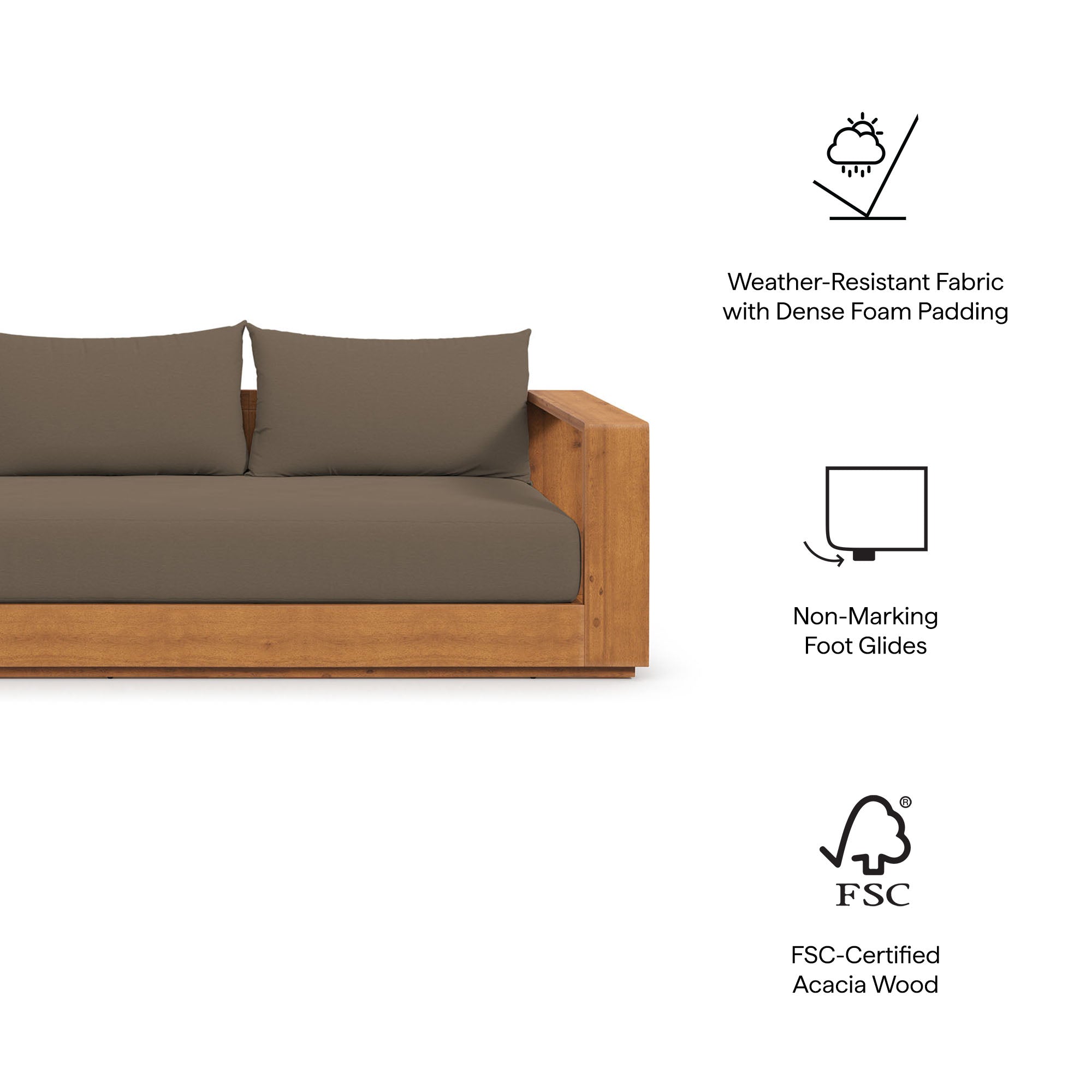 Tahoe 2-Piece Outdoor Patio Acacia Wood Sofa and Coffee Table Set by Modway - Best Buy Furniture