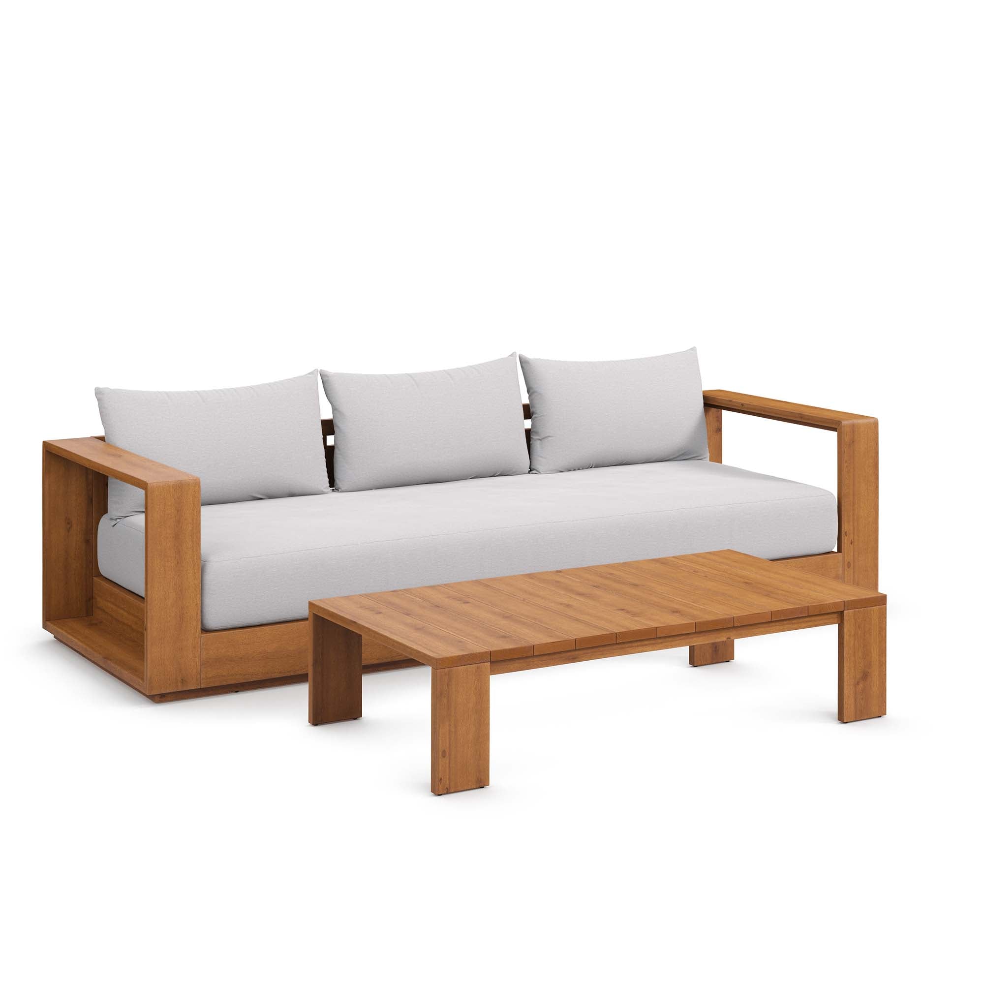 Tahoe 2-Piece Outdoor Patio Acacia Wood Sofa and Coffee Table Set by Modway - Best Buy Furniture
