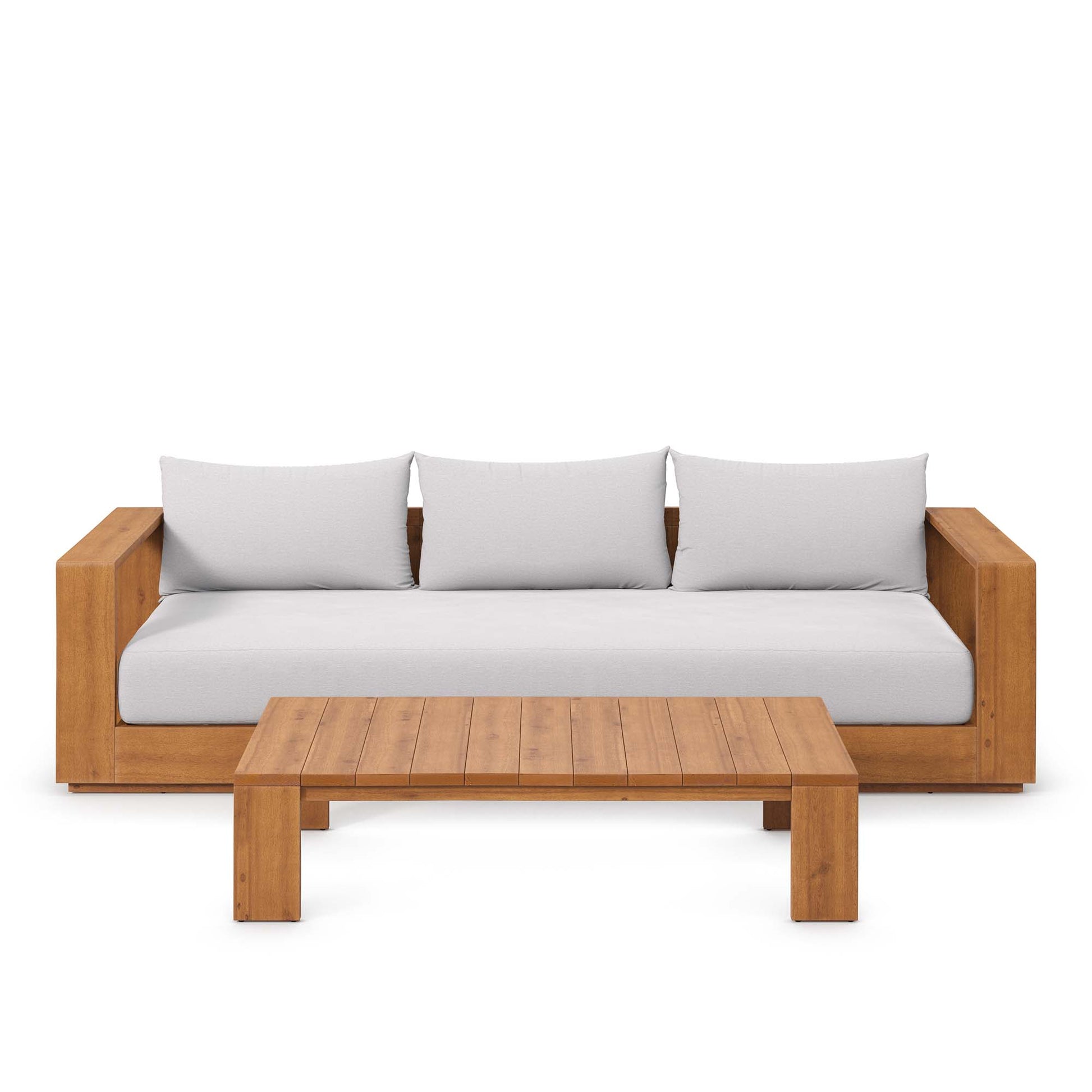 Tahoe 2-Piece Outdoor Patio Acacia Wood Sofa and Coffee Table Set by Modway - Best Buy Furniture