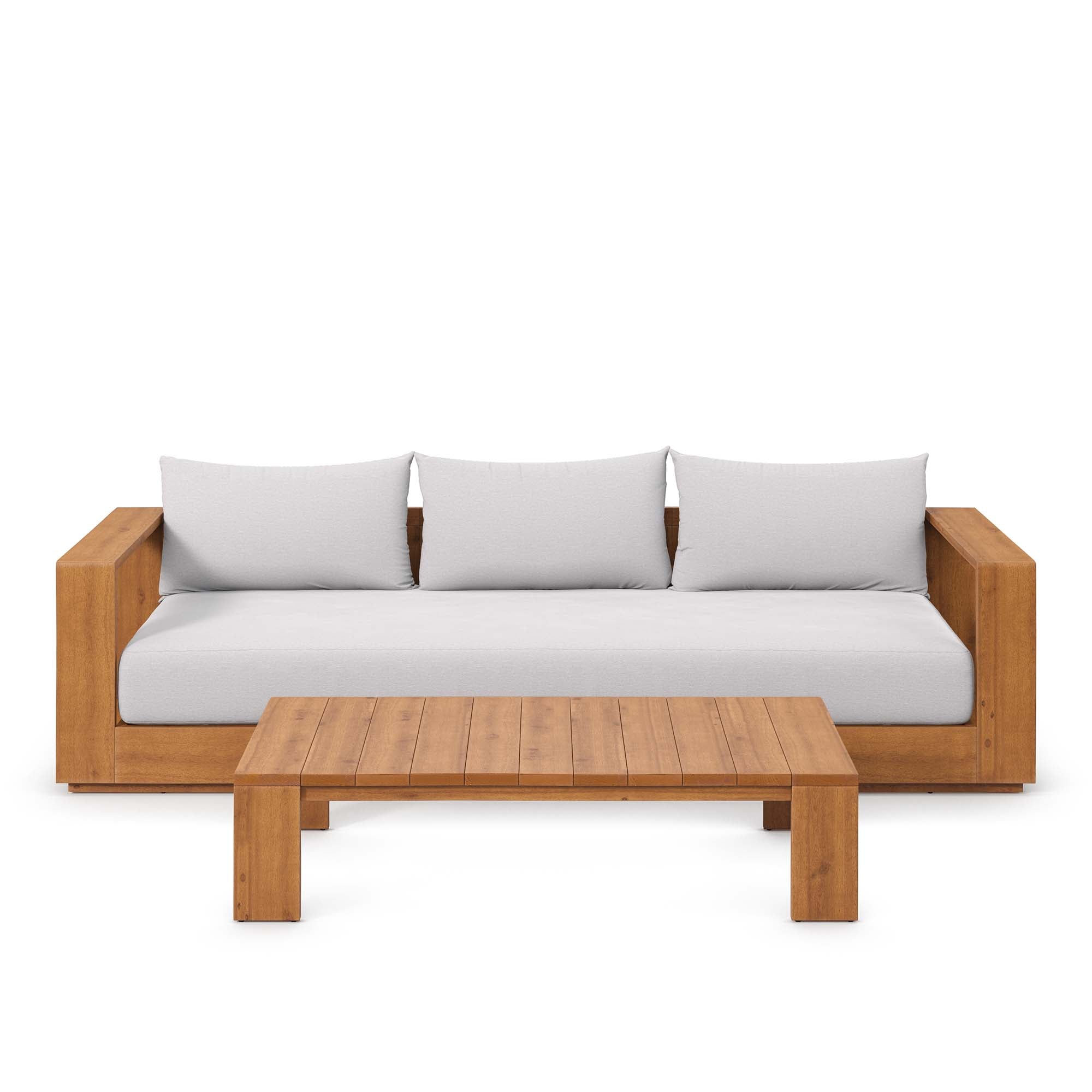 Tahoe 2-Piece Outdoor Patio Acacia Wood Sofa and Coffee Table Set by Modway - Best Buy Furniture