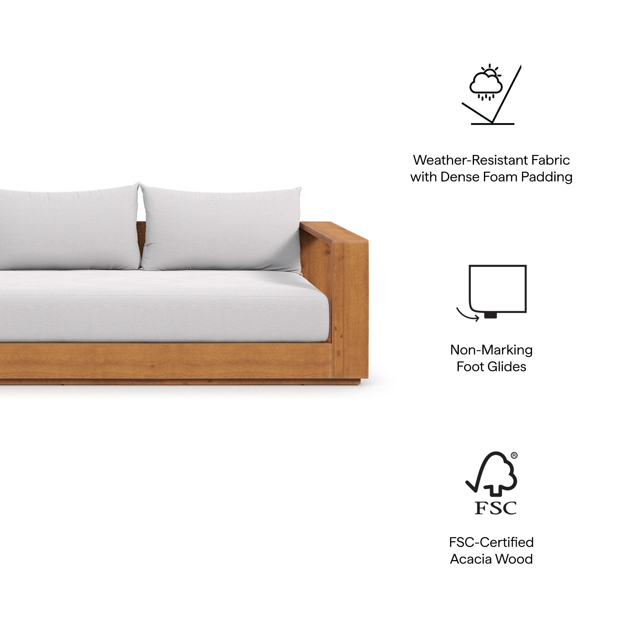 Tahoe 2-Piece Outdoor Patio Acacia Wood Sofa and Coffee Table Set by Modway - Best Buy Furniture