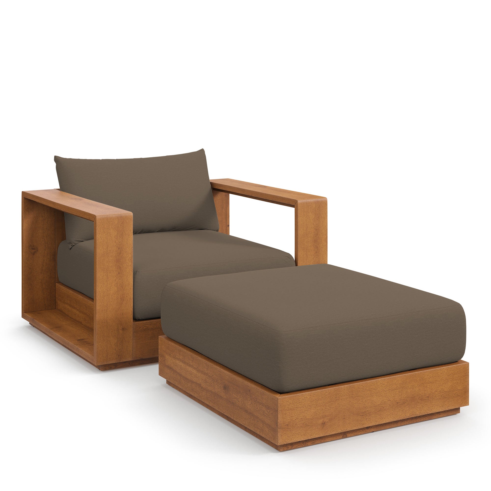 Tahoe 2-Piece Outdoor Patio Acacia Wood Armchair and Ottoman Set by Modway - Best Buy Furniture