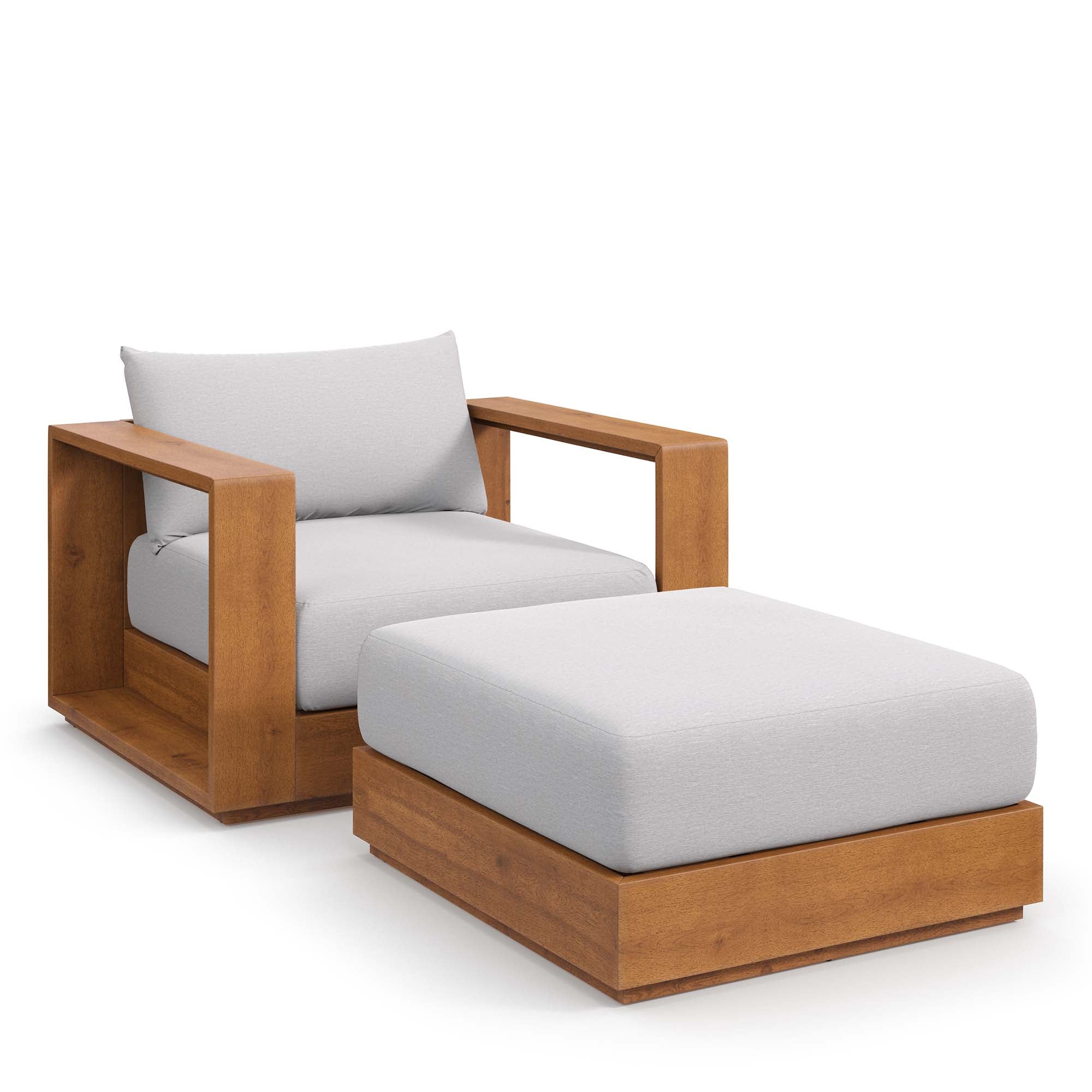 Tahoe 2-Piece Outdoor Patio Acacia Wood Armchair and Ottoman Set by Modway - Best Buy Furniture