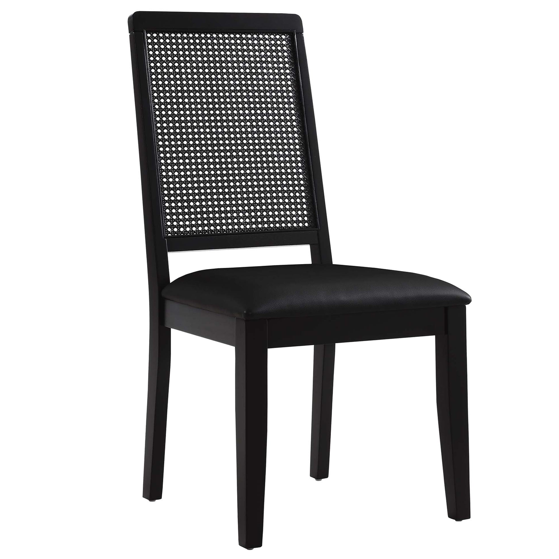 Arlo Vegan Leather Upholstered Faux Rattan and Wood Dining Side Chairs Set of 2 by Modway - Best Buy Furniture