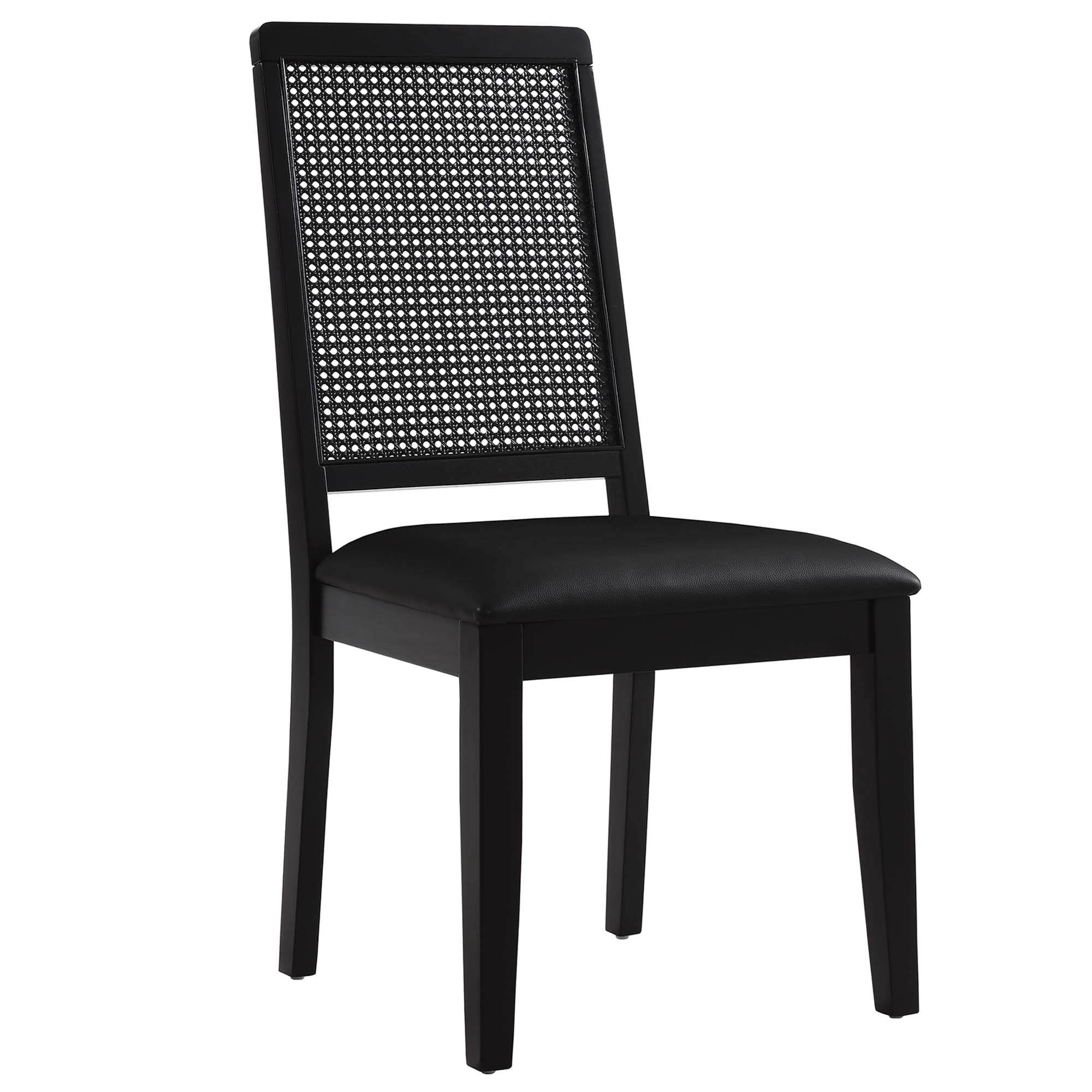 Arlo Vegan Leather Upholstered Faux Rattan and Wood Dining Side Chairs Set of 2 by Modway - Best Buy Furniture