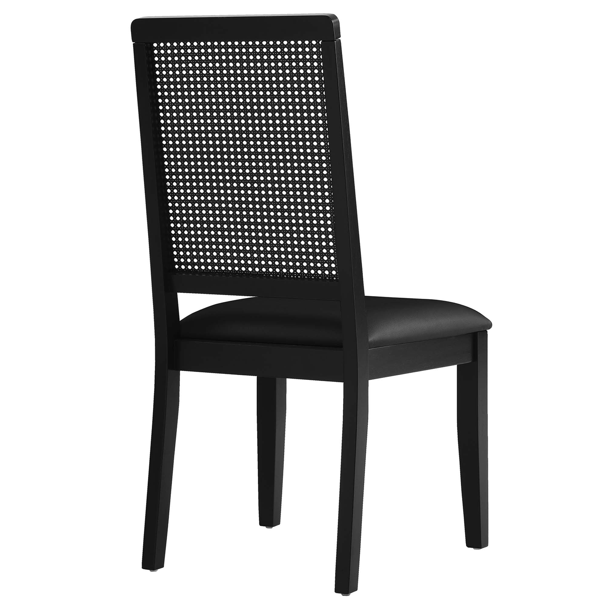 Arlo Vegan Leather Upholstered Faux Rattan and Wood Dining Side Chairs Set of 2 by Modway - Best Buy Furniture
