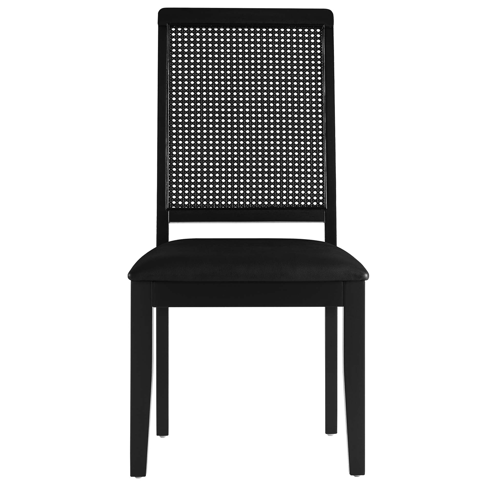 Arlo Vegan Leather Upholstered Faux Rattan and Wood Dining Side Chairs Set of 2 by Modway - Best Buy Furniture