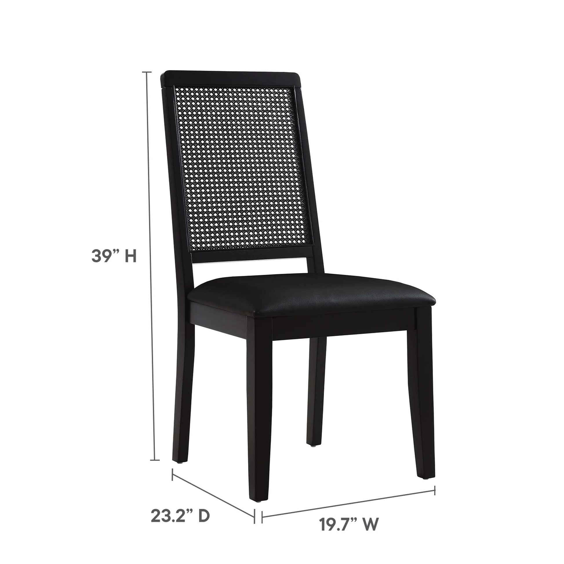 Arlo Vegan Leather Upholstered Faux Rattan and Wood Dining Side Chairs Set of 2 by Modway - Best Buy Furniture