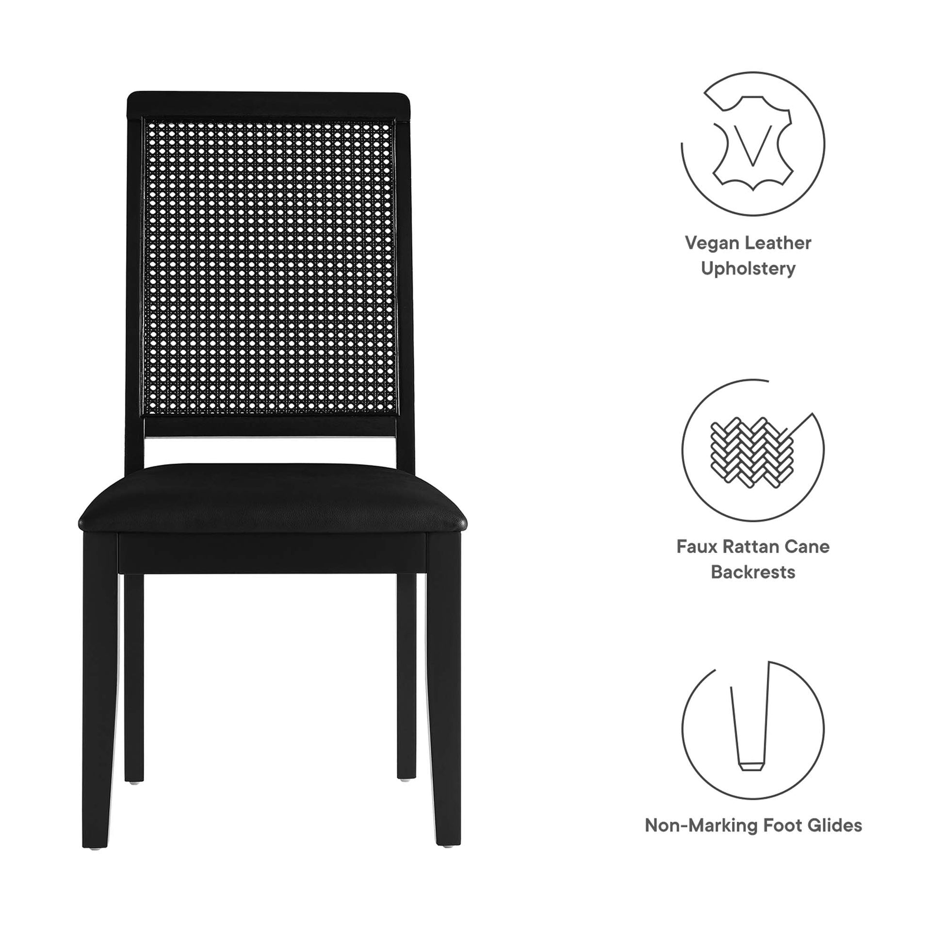 Arlo Vegan Leather Upholstered Faux Rattan and Wood Dining Side Chairs Set of 2 by Modway - Best Buy Furniture