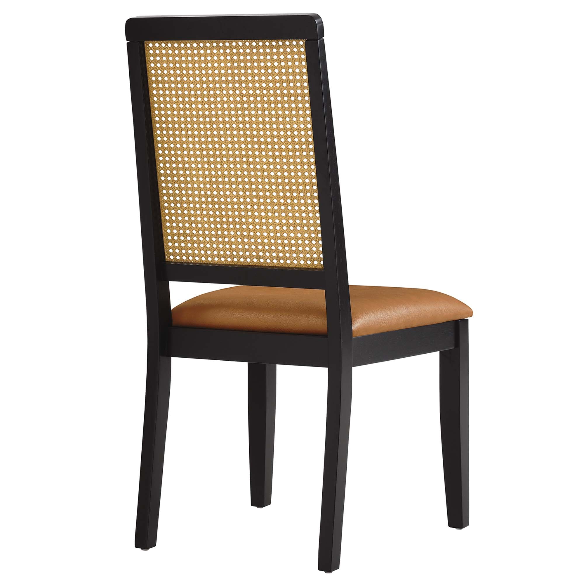 Arlo Vegan Leather Upholstered Faux Rattan and Wood Dining Side Chairs Set of 2 by Modway - Best Buy Furniture