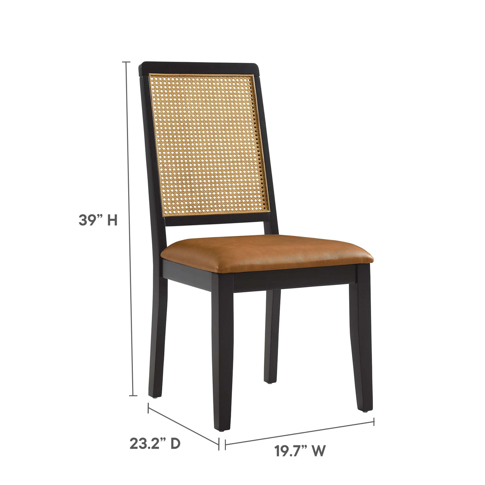 Arlo Vegan Leather Upholstered Faux Rattan and Wood Dining Side Chairs Set of 2 by Modway - Best Buy Furniture