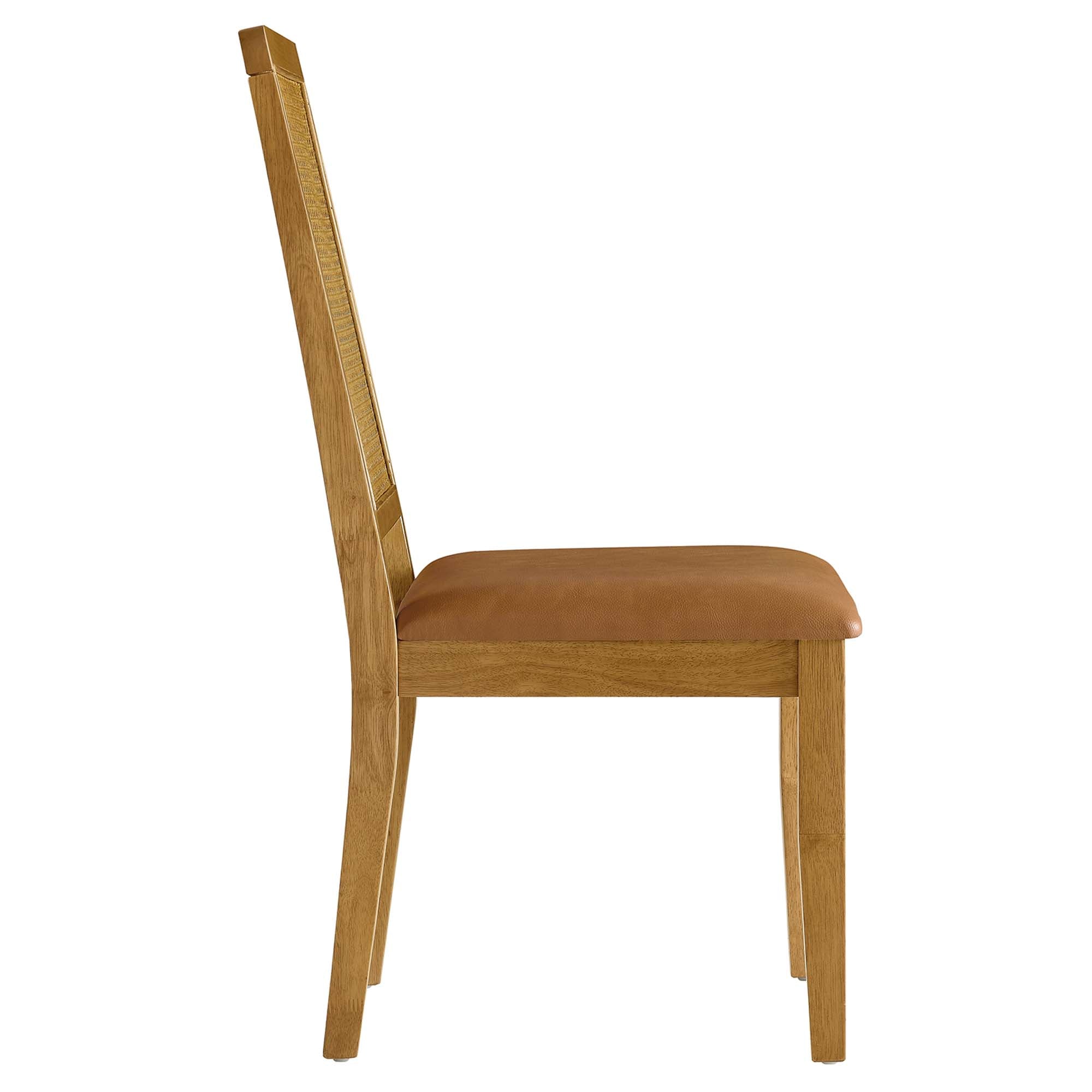 Arlo Vegan Leather Upholstered Faux Rattan and Wood Dining Side Chairs Set of 2 by Modway - Best Buy Furniture