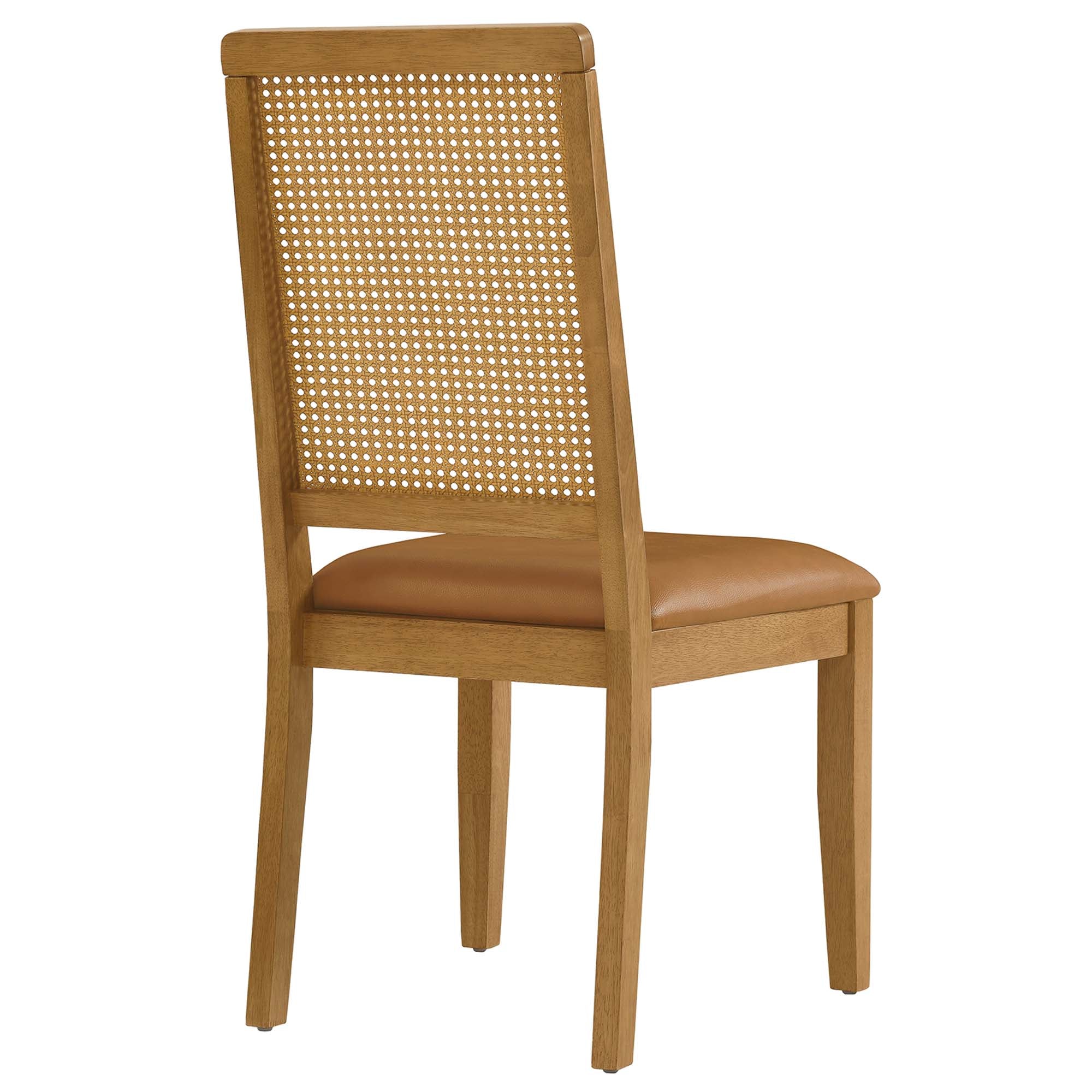 Arlo Vegan Leather Upholstered Faux Rattan and Wood Dining Side Chairs Set of 2 by Modway - Best Buy Furniture