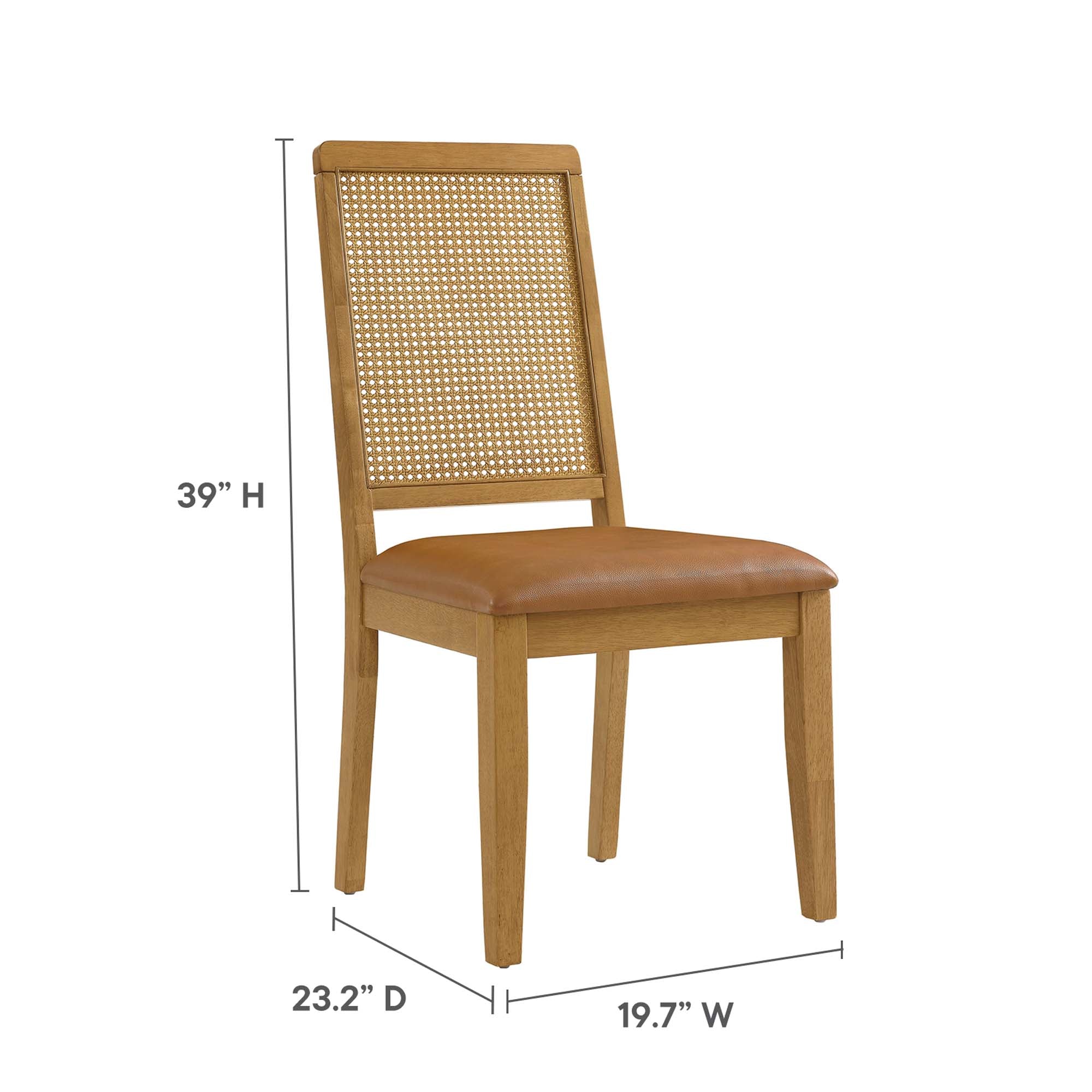 Arlo Vegan Leather Upholstered Faux Rattan and Wood Dining Side Chairs Set of 2 by Modway - Best Buy Furniture