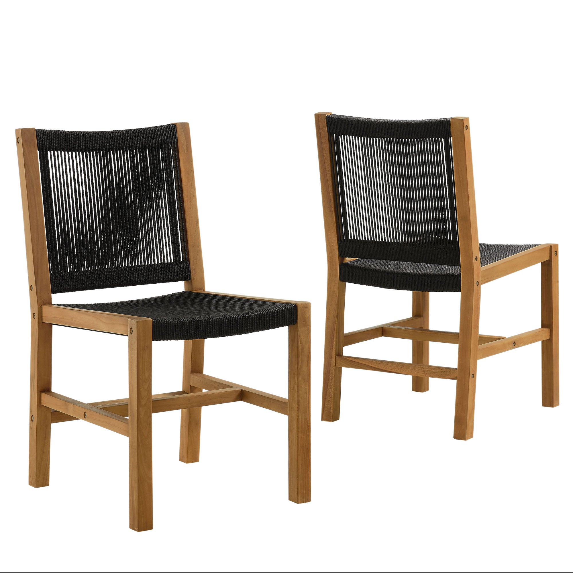 Vienna Outdoor Patio Teak and Rope Armless Dining Chairs Set of 2 by Modway - Best Buy Furniture