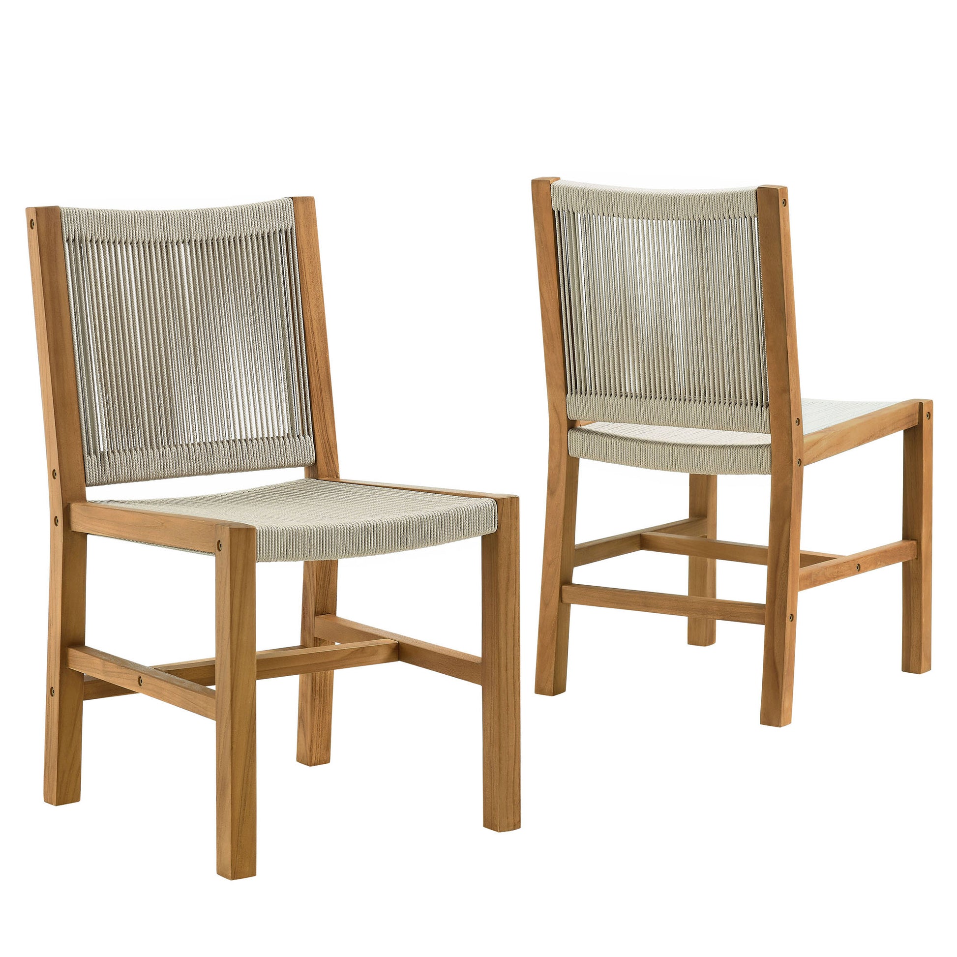 Vienna Outdoor Patio Teak and Rope Armless Dining Chairs Set of 2 by Modway - Best Buy Furniture