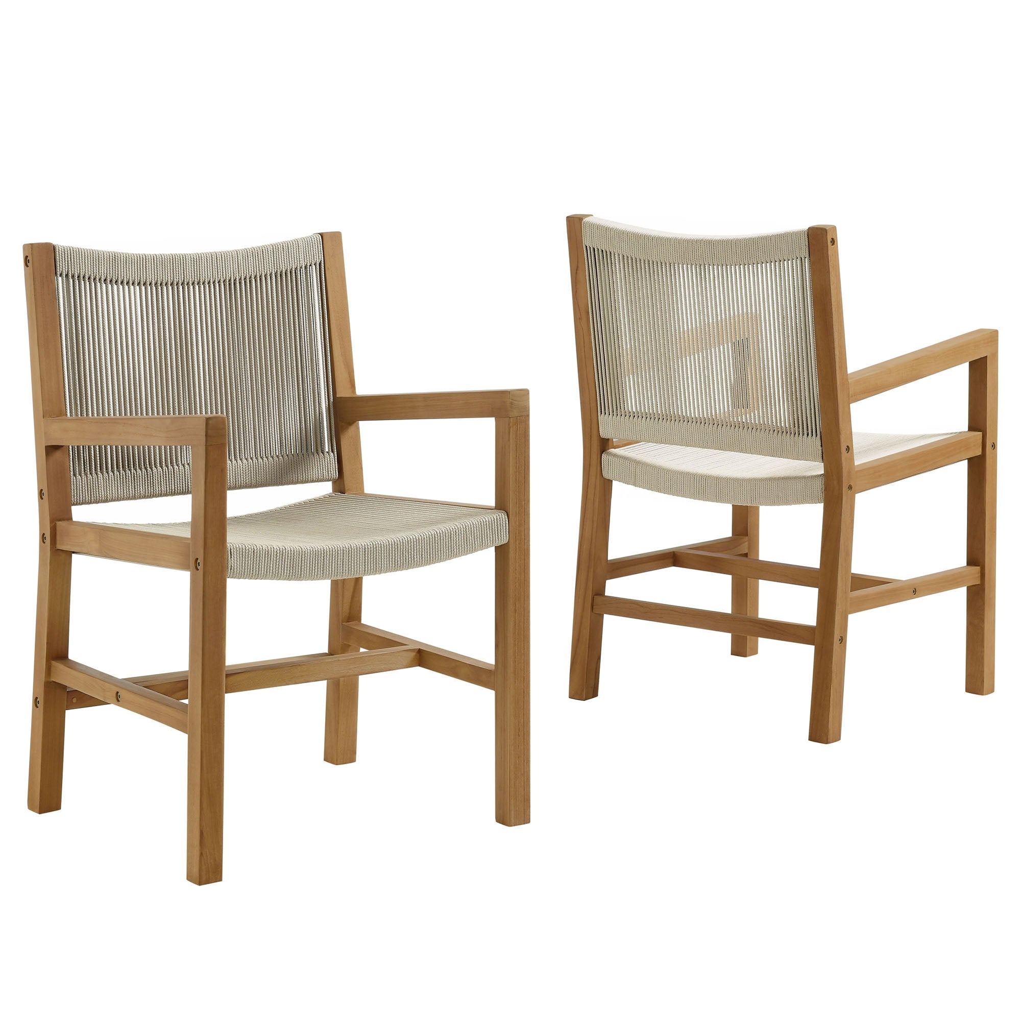 Vienna Outdoor Patio Teak and Rope Dining Armchairs Set of 2 by Modway - Best Buy Furniture