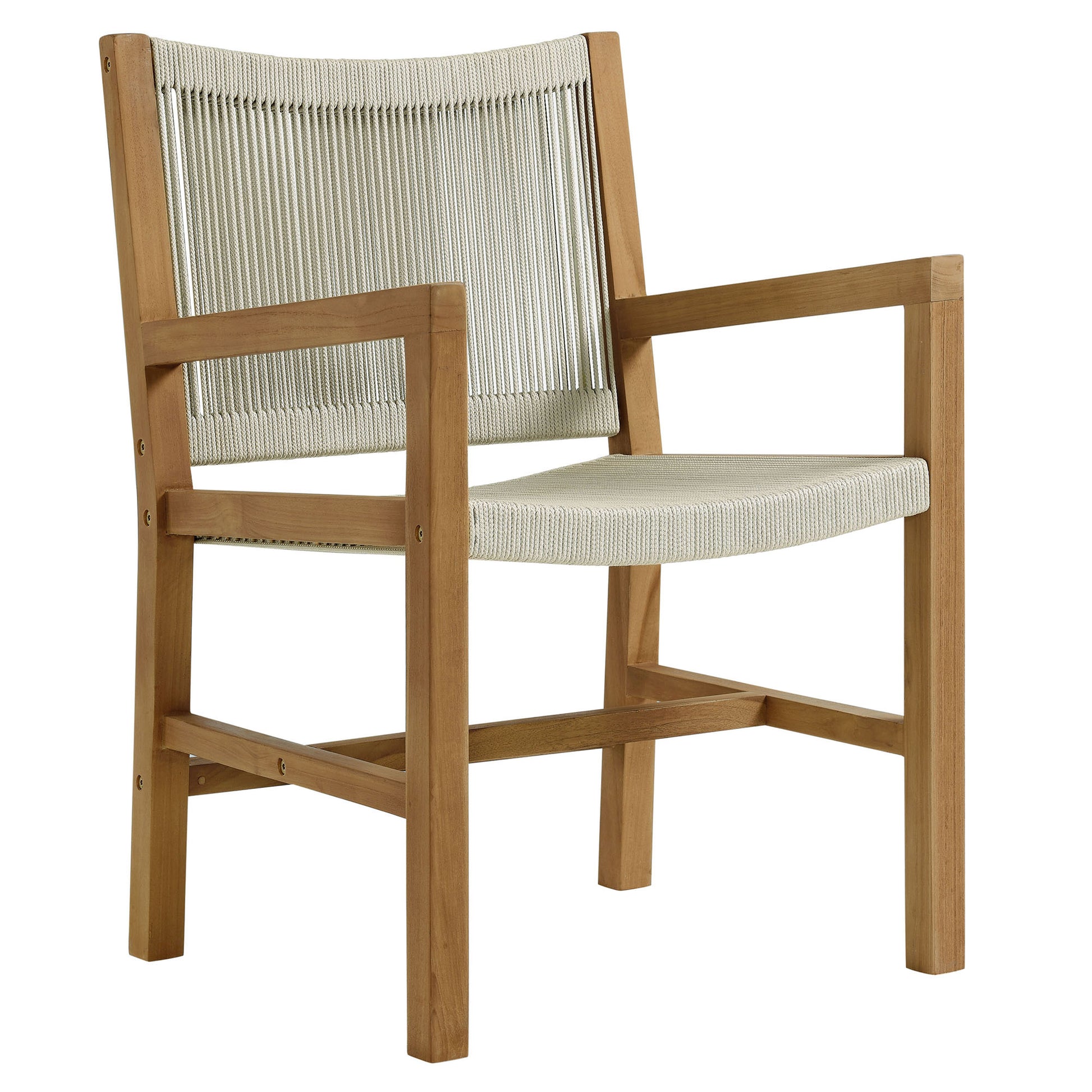 Vienna 3-Piece Outdoor Patio Teak and Rope Armchairs with Folding Side Table by Modway - Best Buy Furniture