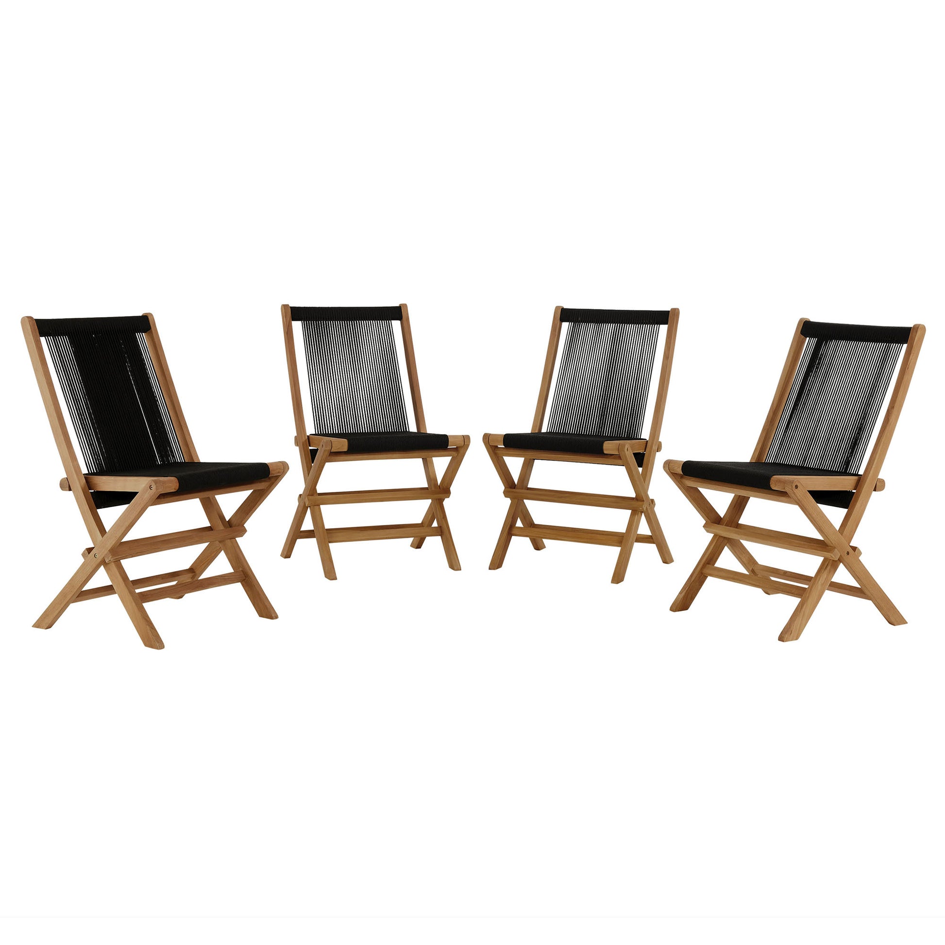 Vienna Outdoor Patio Teak and Rope Folding Chairs Set of 4 by Modway - Best Buy Furniture