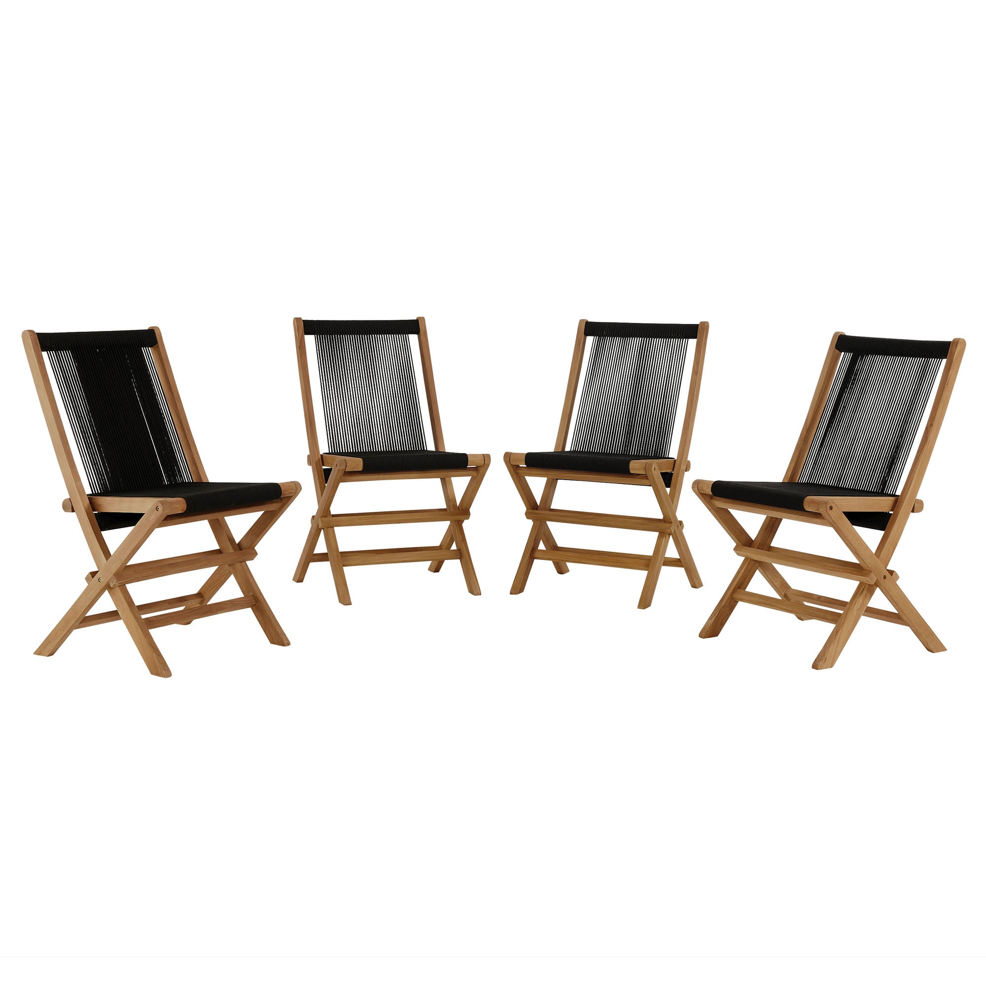 Vienna Outdoor Patio Teak and Rope Folding Chairs Set of 4 by Modway - Best Buy Furniture