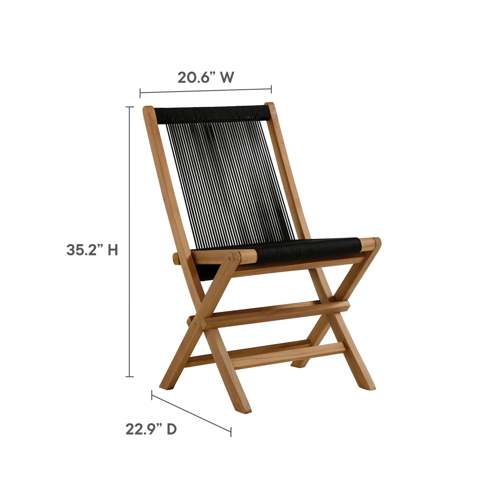 Vienna Outdoor Patio Teak and Rope Folding Chairs Set of 4 by Modway - Best Buy Furniture