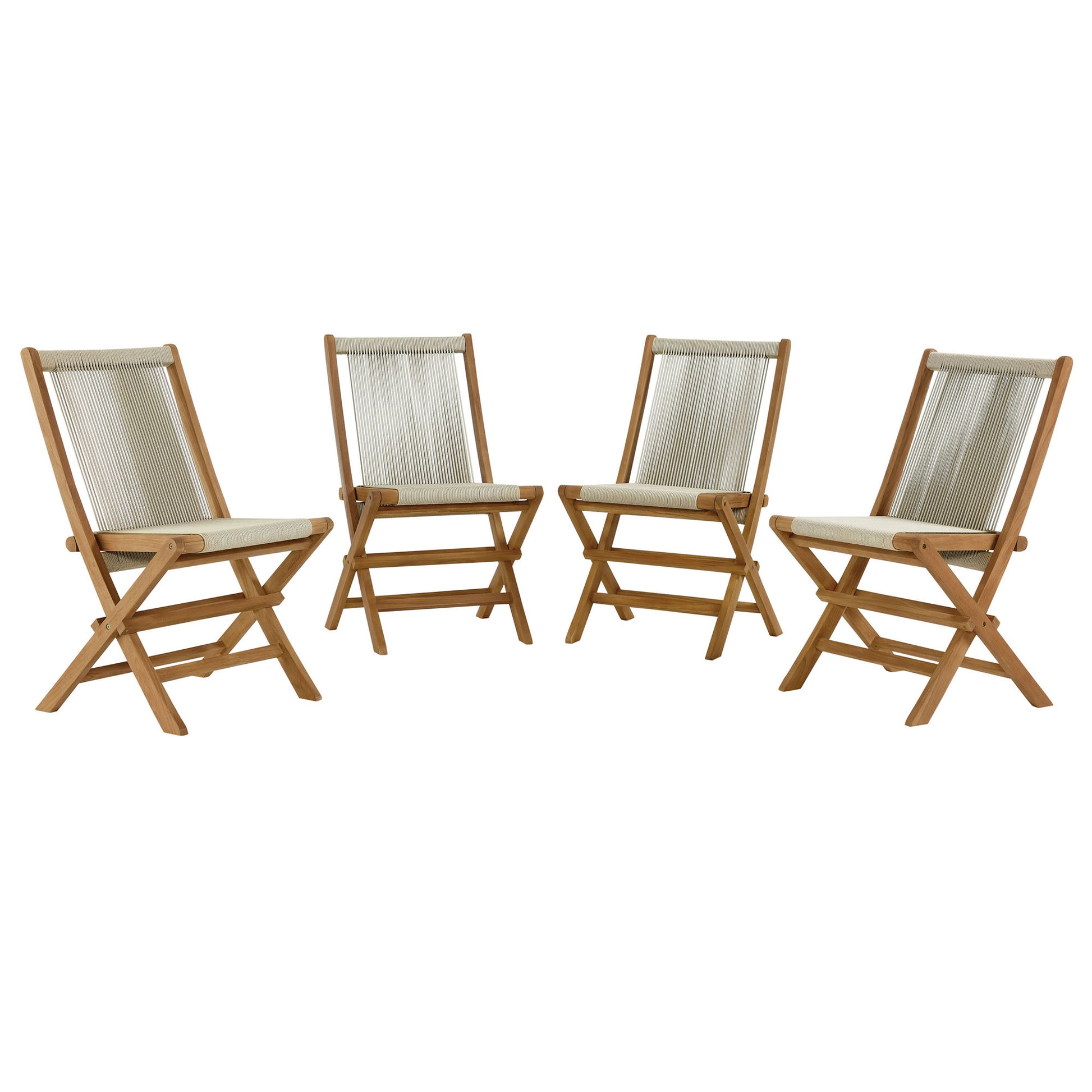 Vienna Outdoor Patio Teak and Rope Folding Chairs Set of 4 by Modway - Best Buy Furniture