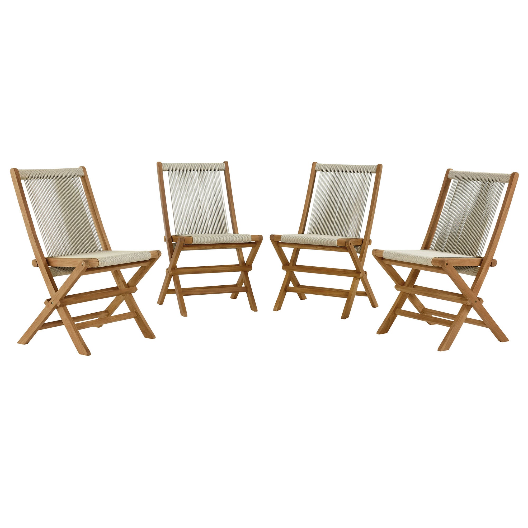 Vienna Outdoor Patio Teak and Rope Folding Chairs Set of 4 by Modway - Best Buy Furniture