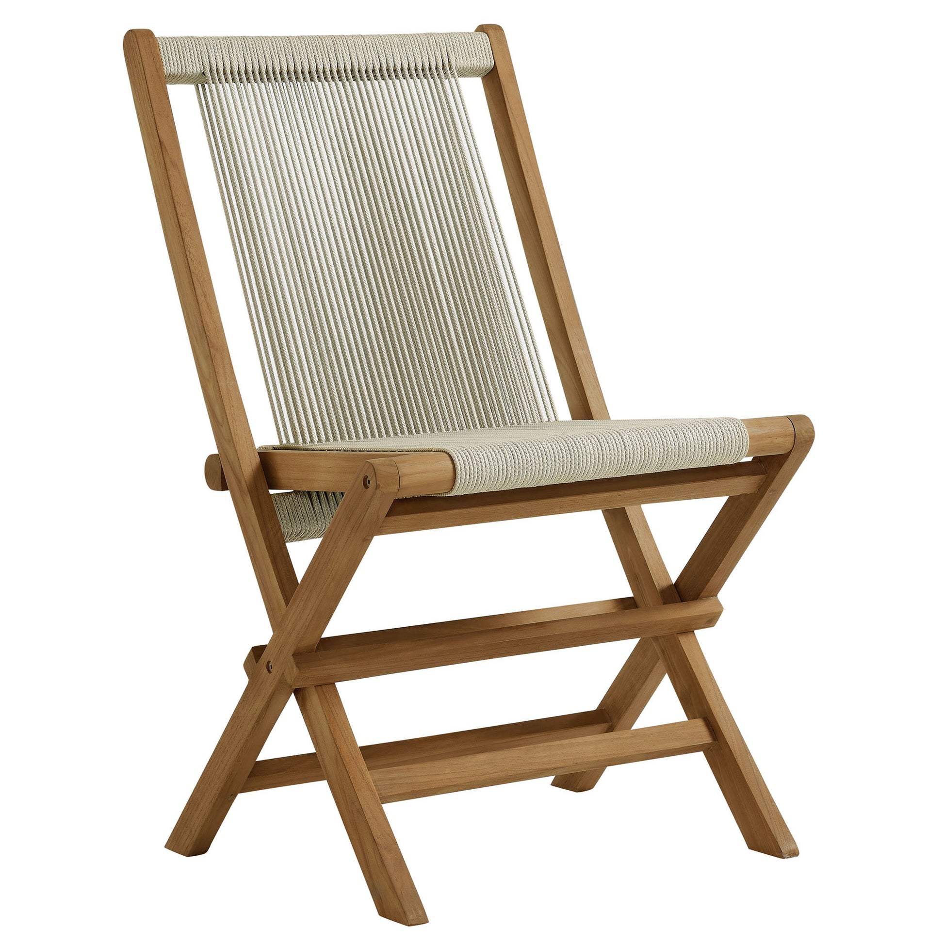 Vienna Outdoor Patio Teak and Rope Folding Chairs Set of 4 by Modway - Best Buy Furniture