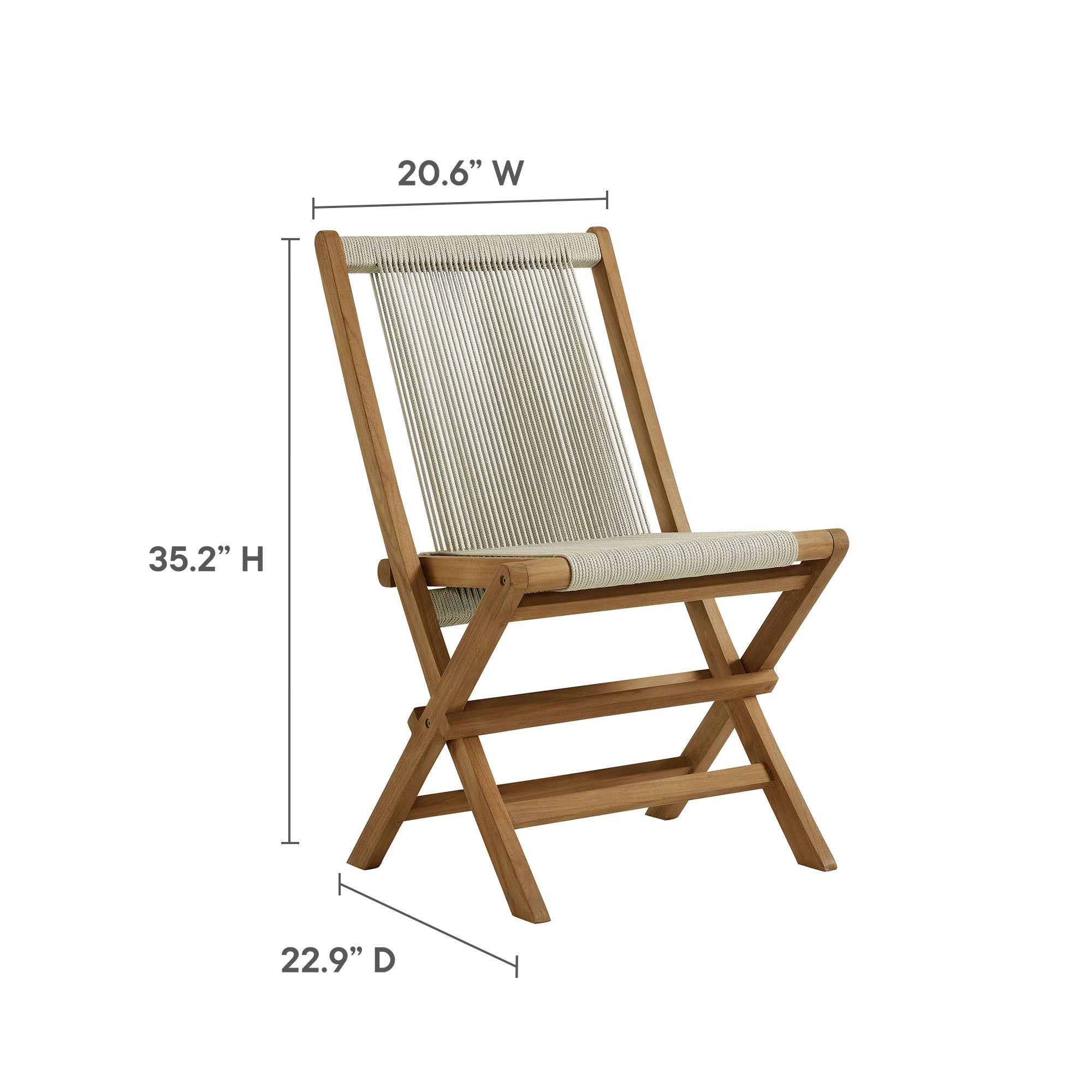 Vienna Outdoor Patio Teak and Rope Folding Chairs Set of 4 by Modway - Best Buy Furniture