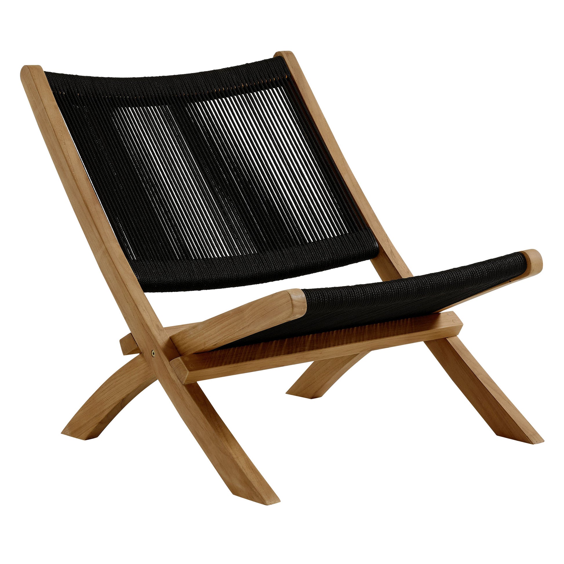 Vienna 3-Piece Outdoor Patio Teak and Rope Folding Lounge Chairs and Side Table by Modway - Best Buy Furniture