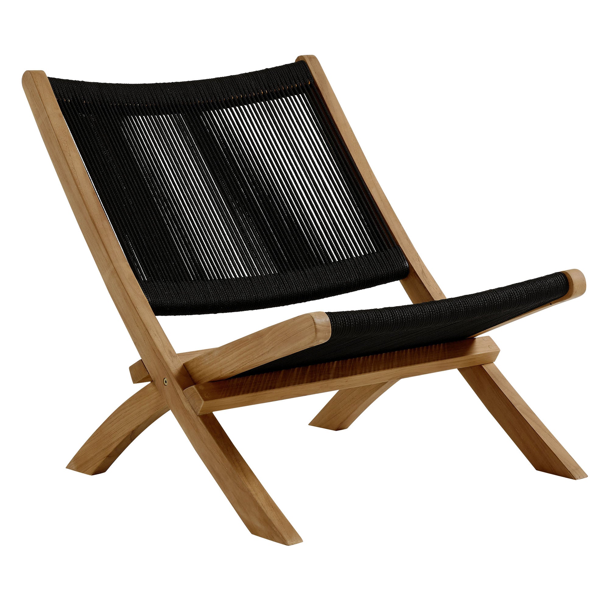 Vienna 3-Piece Outdoor Patio Teak and Rope Folding Lounge Chairs and Side Table by Modway - Best Buy Furniture