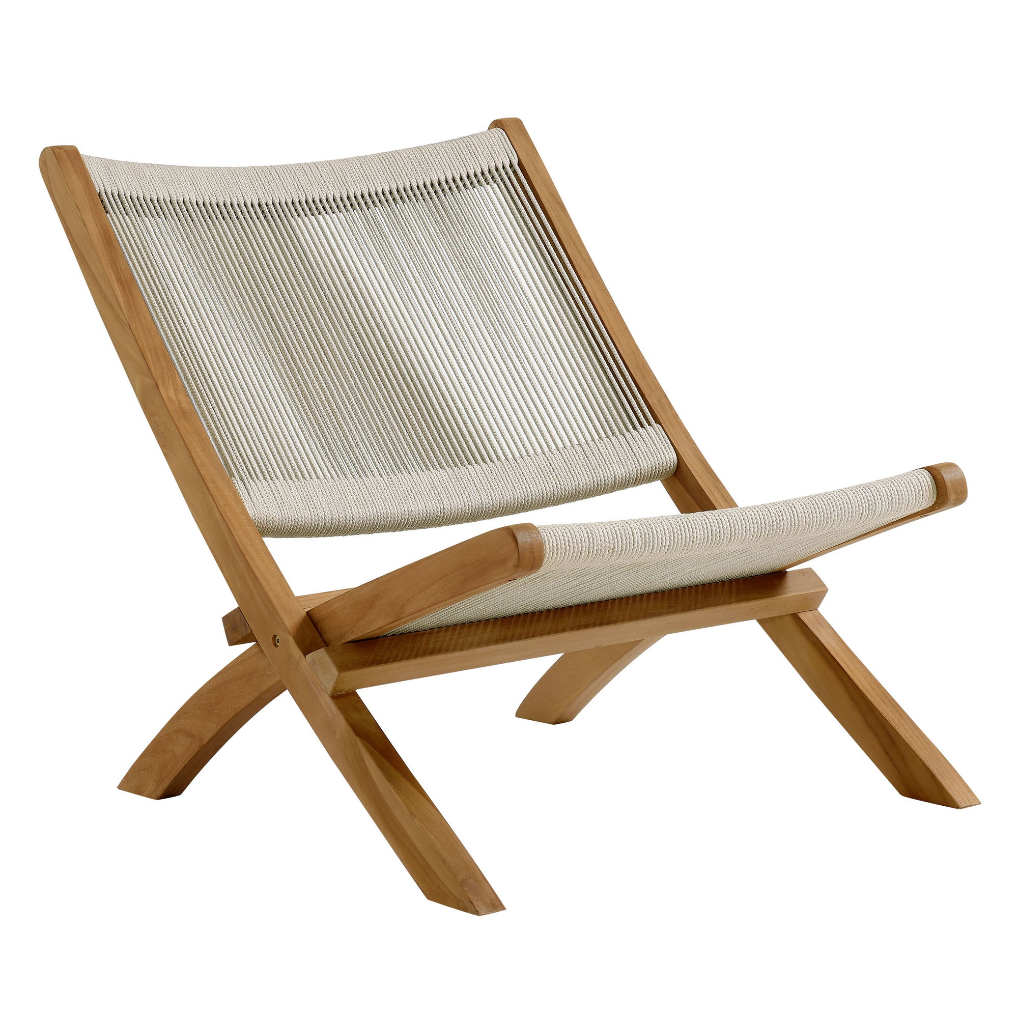 Vienna Outdoor Patio Teak and Rope Folding Accent Lounge Chair by Modway - Best Buy Furniture