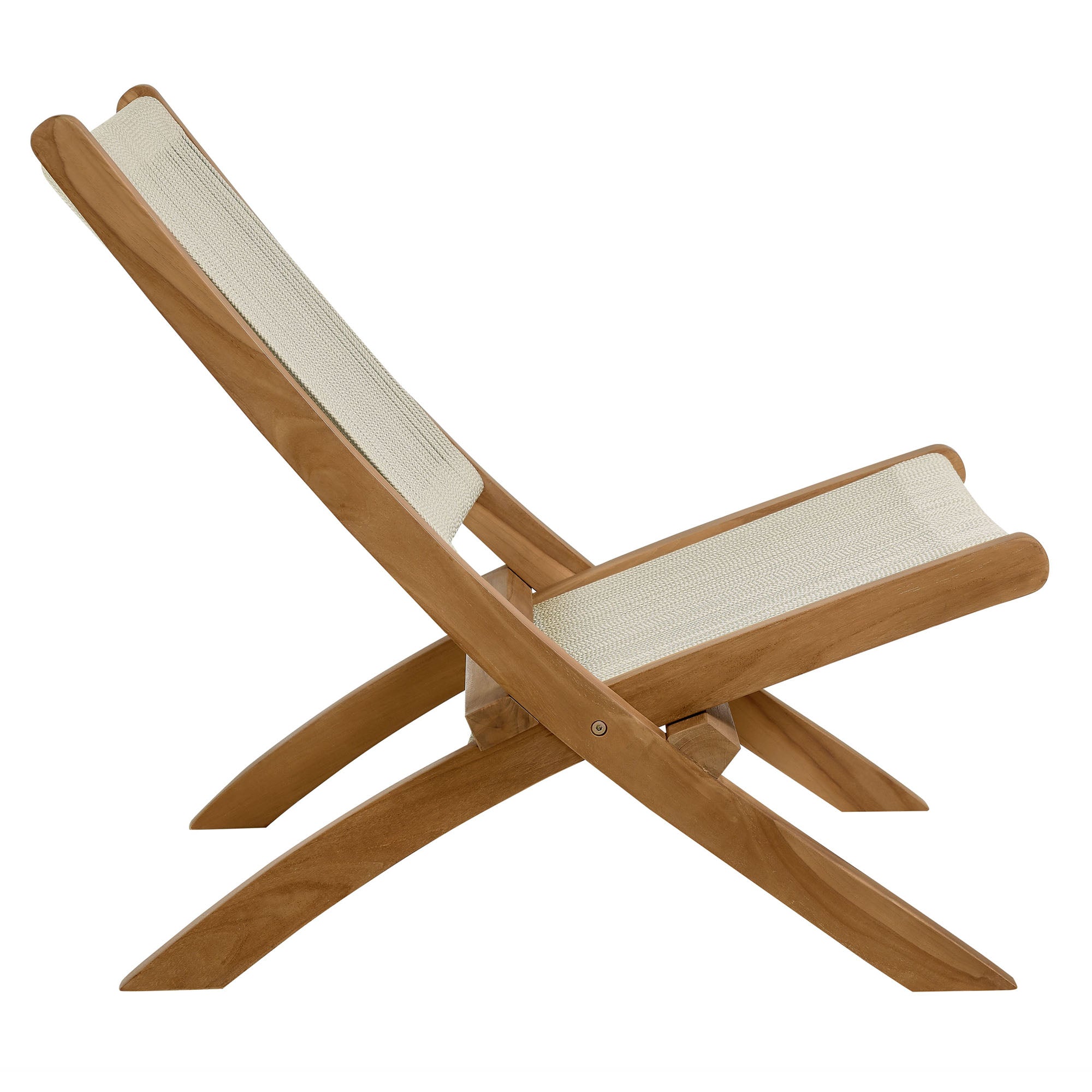 Vienna Outdoor Patio Teak and Rope Folding Accent Lounge Chair by Modway - Best Buy Furniture