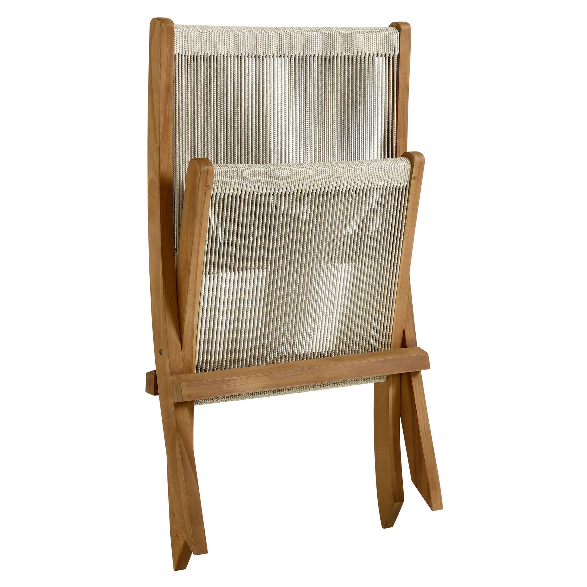 Vienna Outdoor Patio Teak and Rope Folding Accent Lounge Chair by Modway - Best Buy Furniture