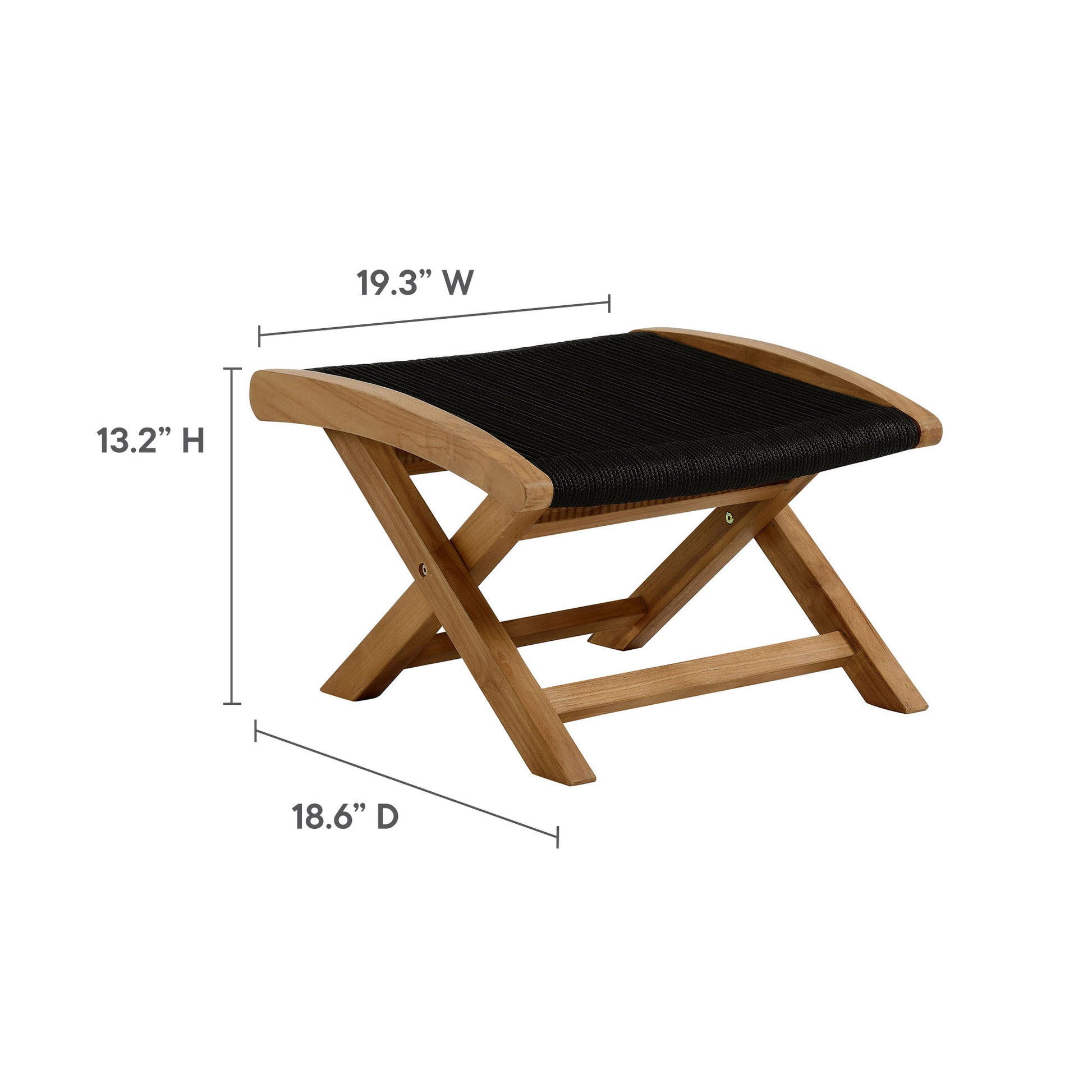 Vienna Outdoor Patio Teak and Rope Folding Ottoman by Modway - Best Buy Furniture
