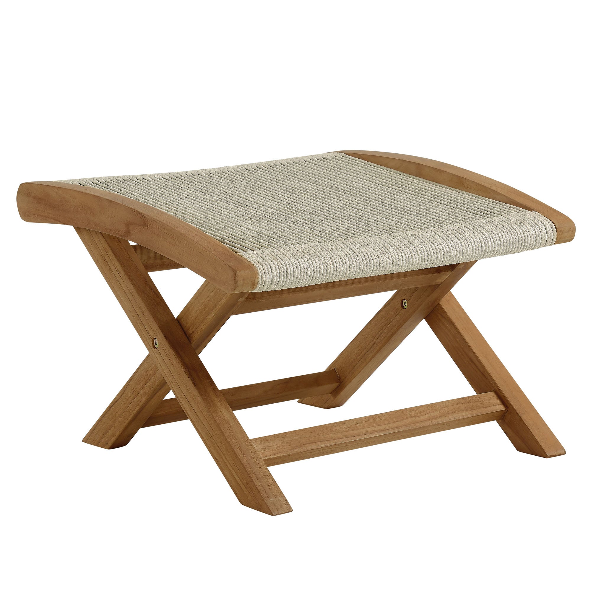 Vienna Outdoor Patio Teak and Rope Folding Ottoman by Modway - Best Buy Furniture