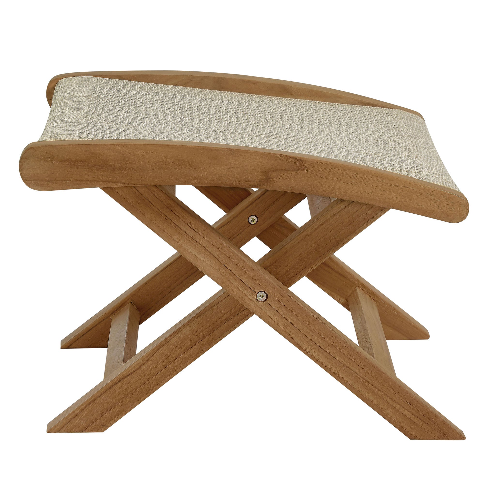 Vienna Outdoor Patio Teak and Rope Folding Ottoman by Modway - Best Buy Furniture