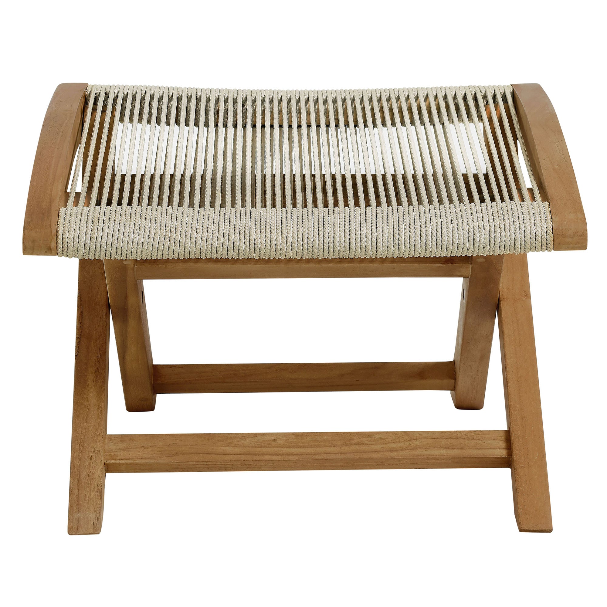 Vienna Outdoor Patio Teak and Rope Folding Ottoman by Modway - Best Buy Furniture