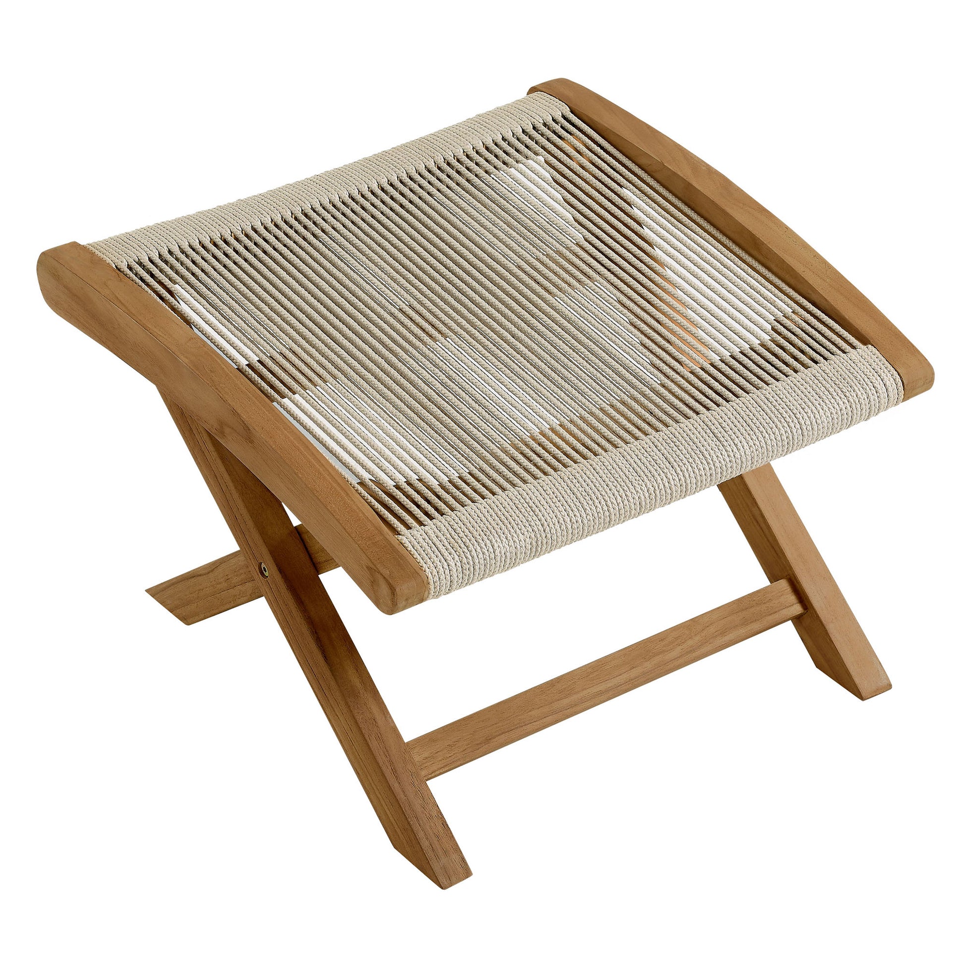 Vienna Outdoor Patio Teak and Rope Folding Ottoman by Modway - Best Buy Furniture